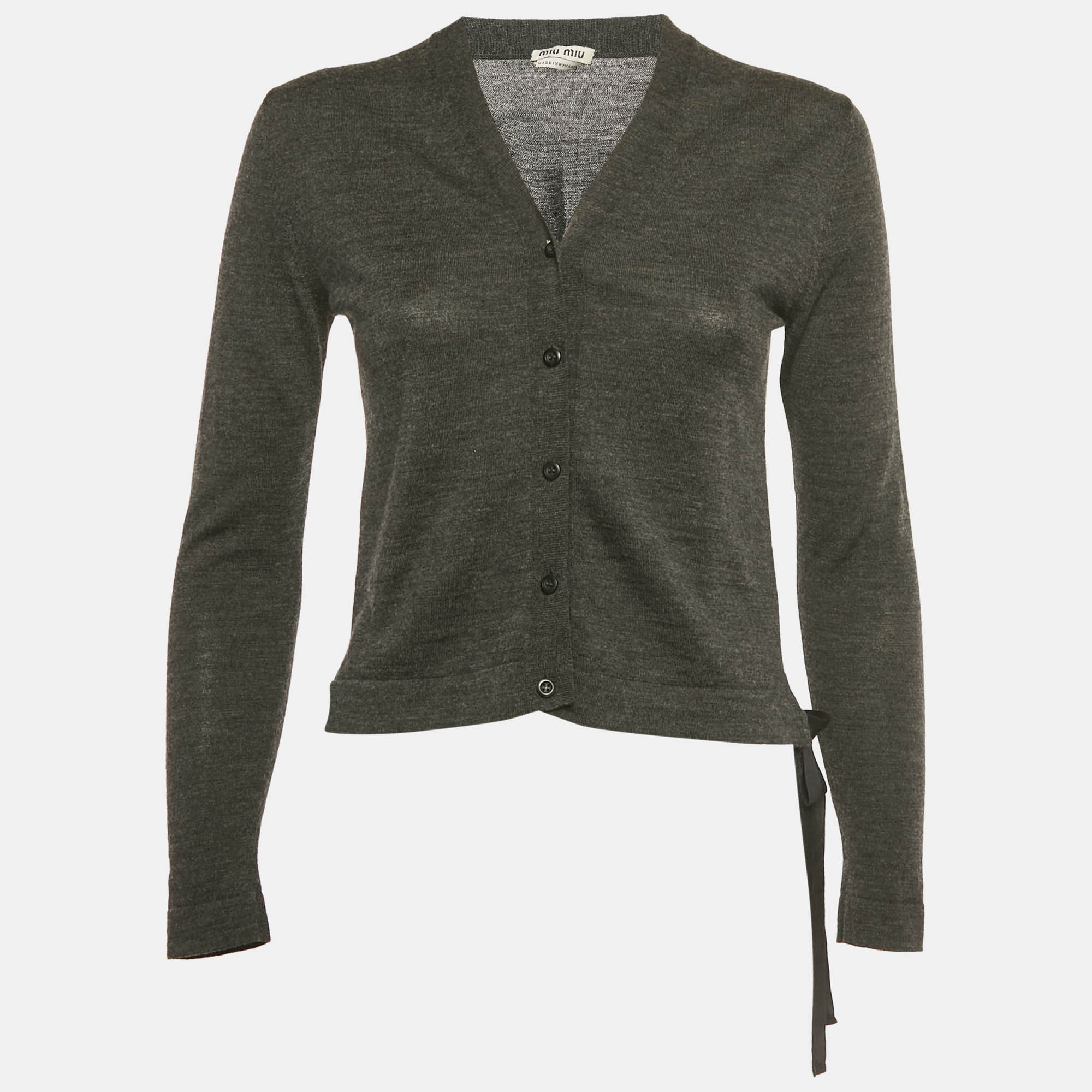 Pre-owned Miu Miu Black Knit Buttoned Cardigan S