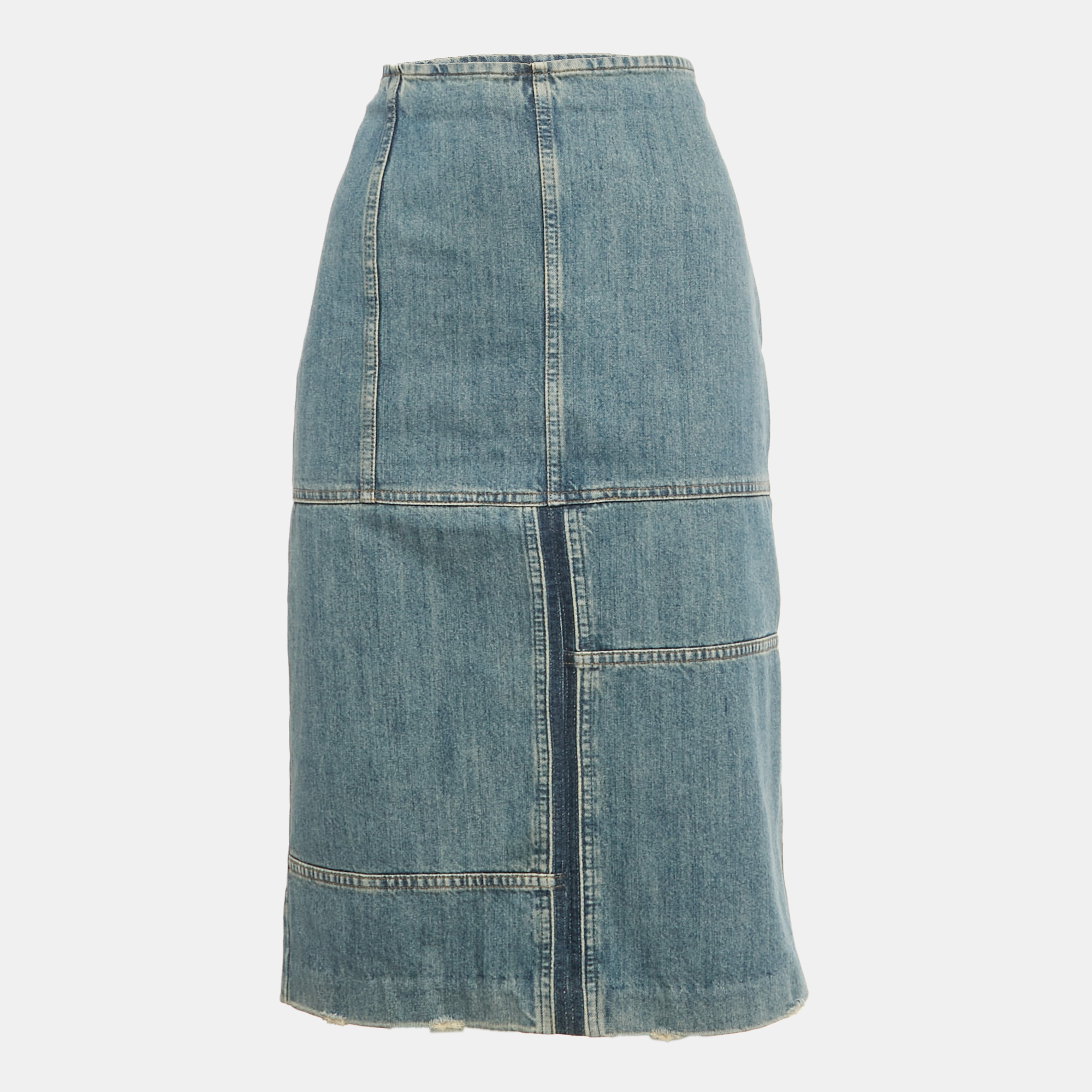 Pre-owned Miu Miu Blue Denim Pencil Skirt M