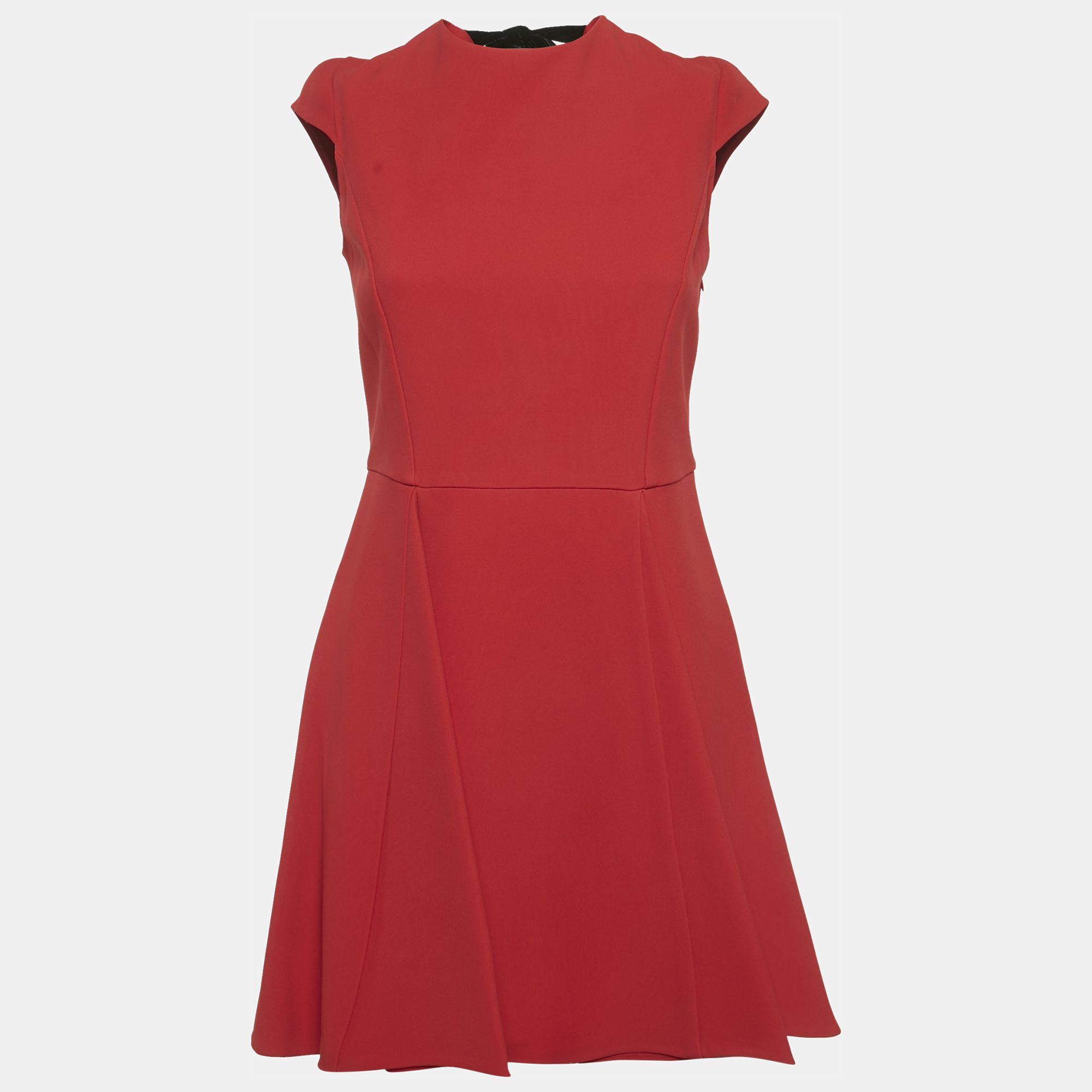 Pre-owned Miu Miu Red Crepe Back-open Flared Mini Dress S