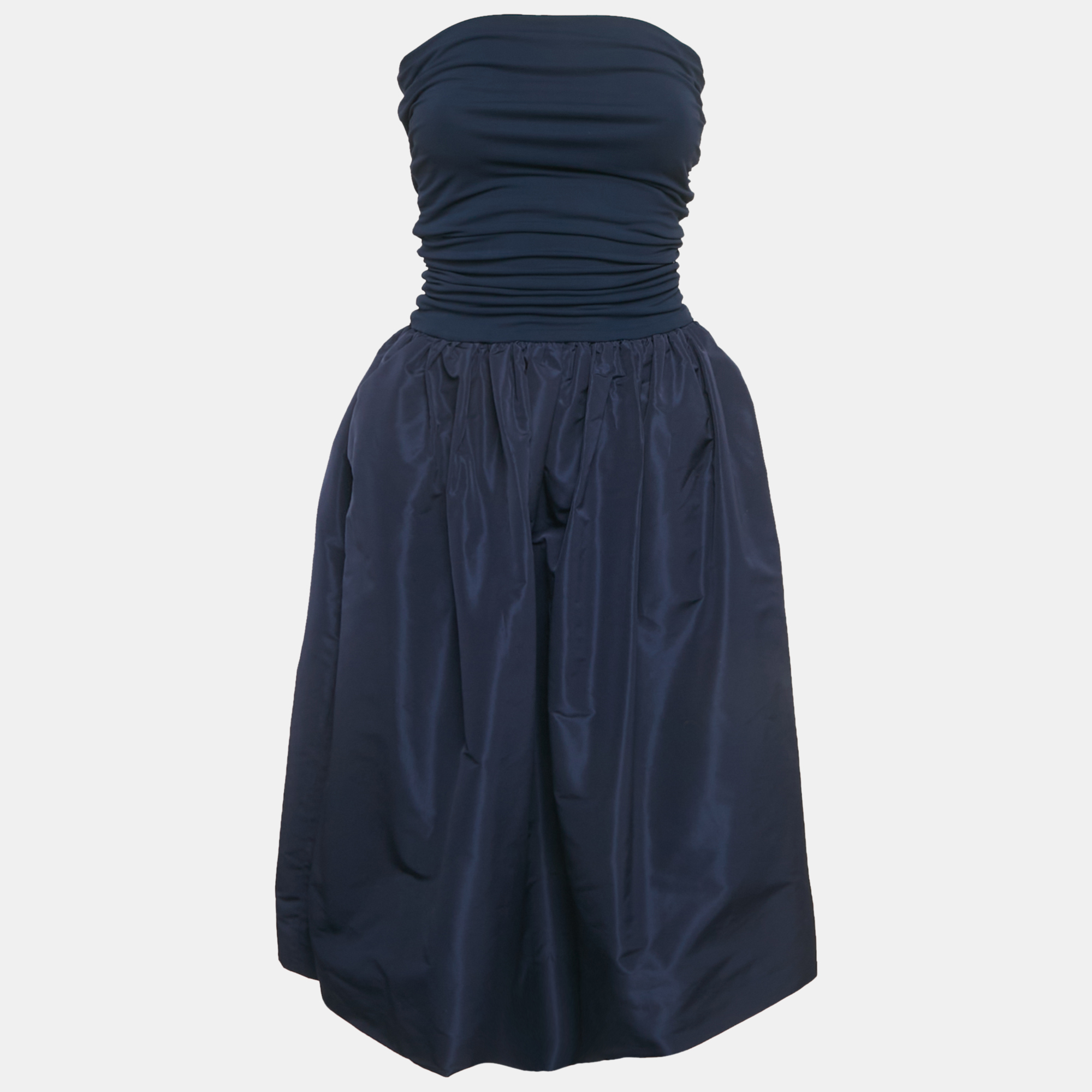 

Miu Miu Navy Blue Jersey and Satin Fit And Flare Mini Dress XS