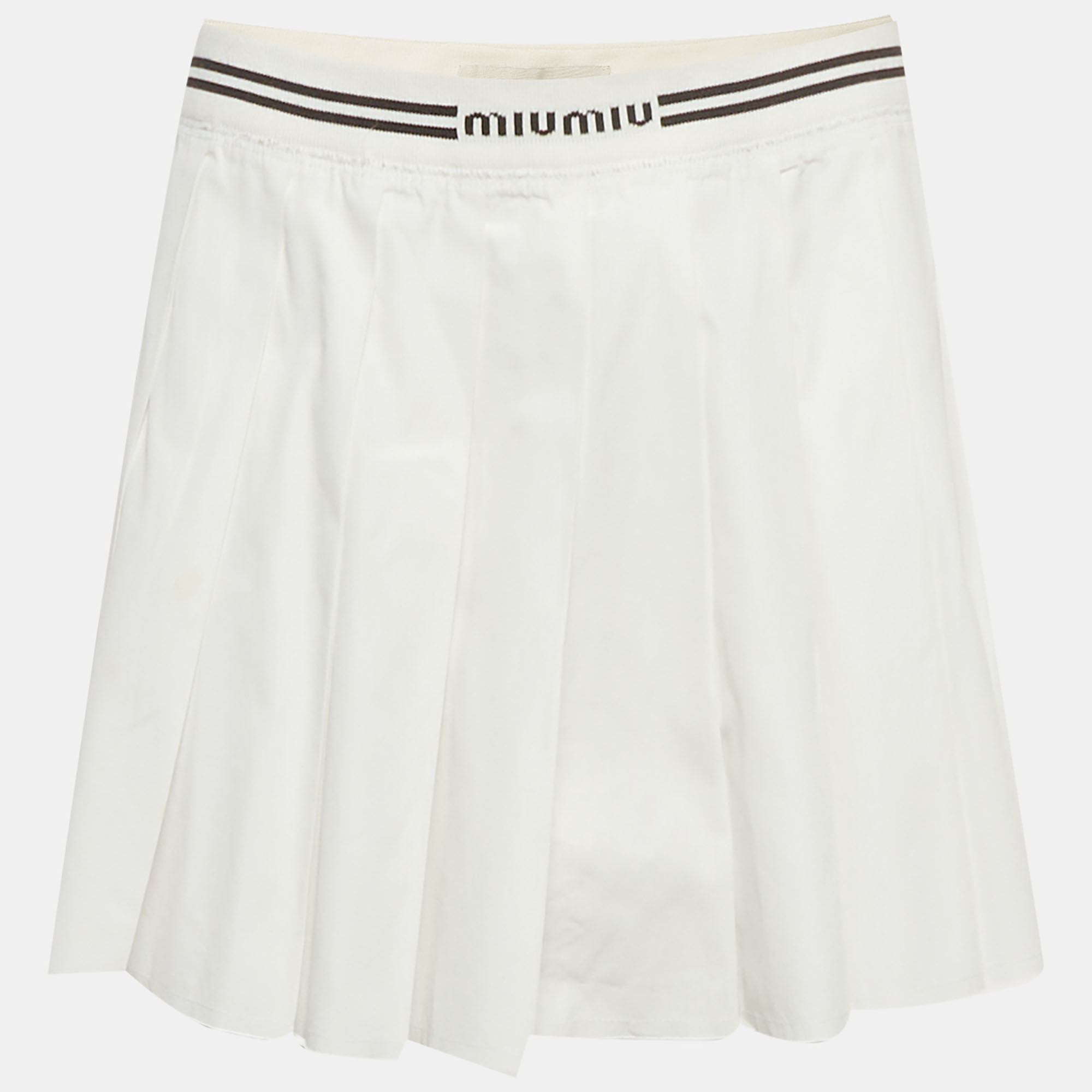 

Miu Miu White Cotton Pleated Tennis Mini Skirt S