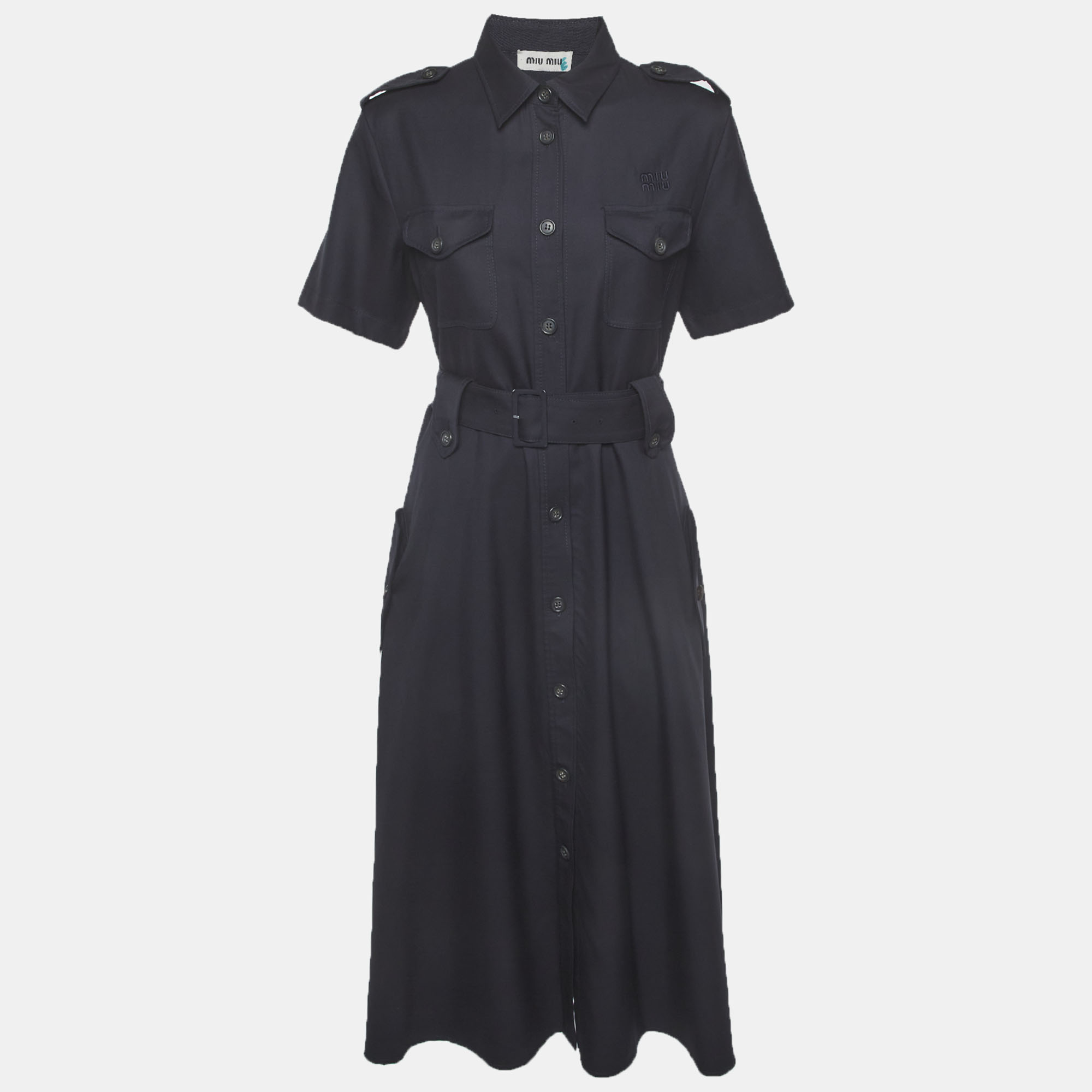 

Miu Miu Navy Blue Gabardine Midi Dress M