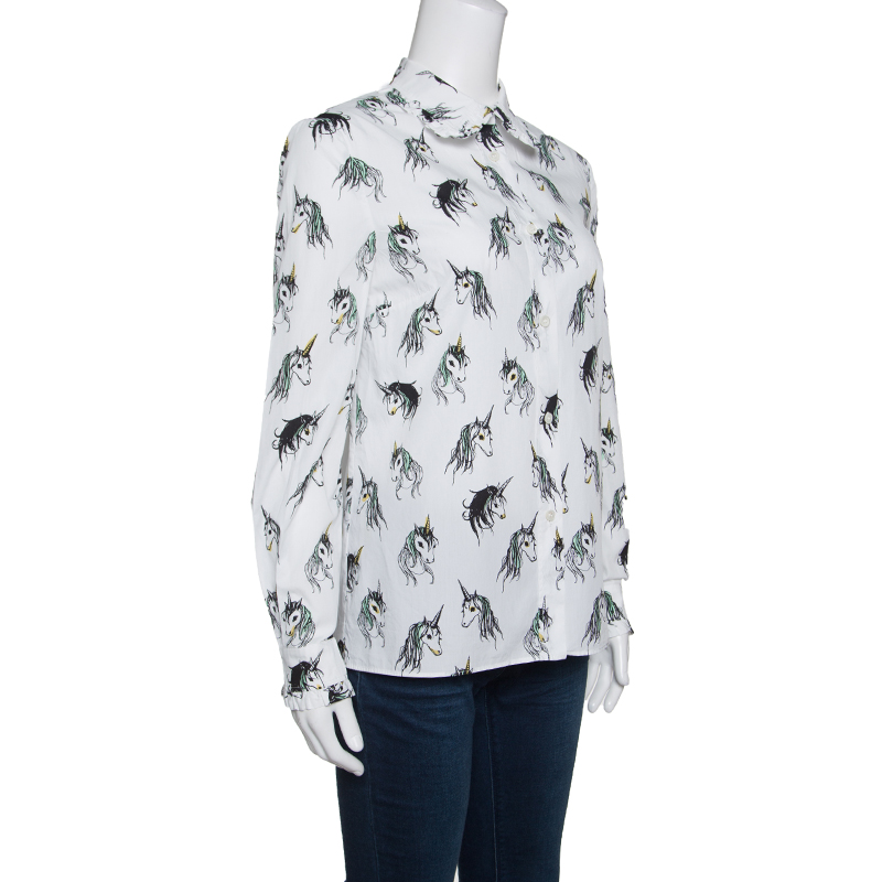 

Miu Miu Special Collection Eri Wakiyama White Unicorn Printed Cotton Shirt