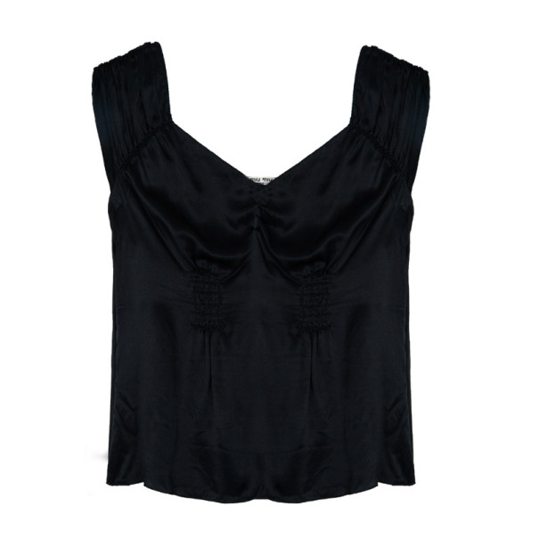 Miu Miu Sleeveless Ruched Top L