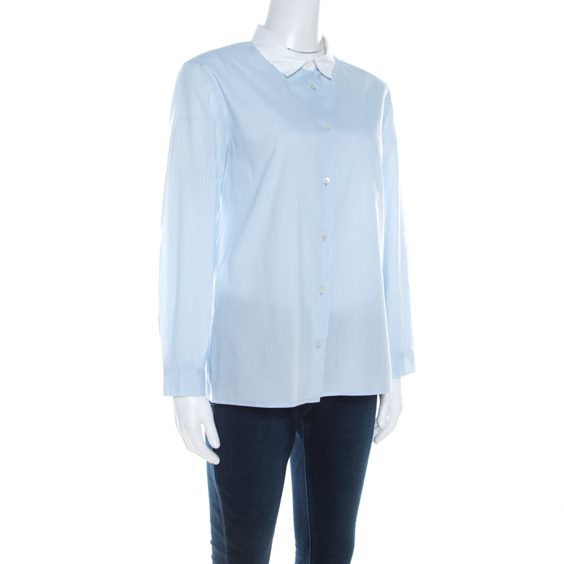 

Miu Miu Light Blue Cotton Long Sleeve Button Front Shirt