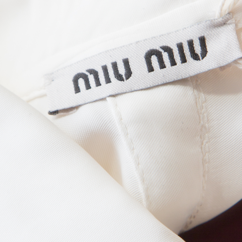 Pre-owned Miu Miu Burgundy White Ombre Coated Satin Sleeveless Top M