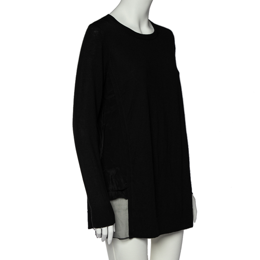 

Miu Miu Black Wool Knit Paneled Long Sleeve Top