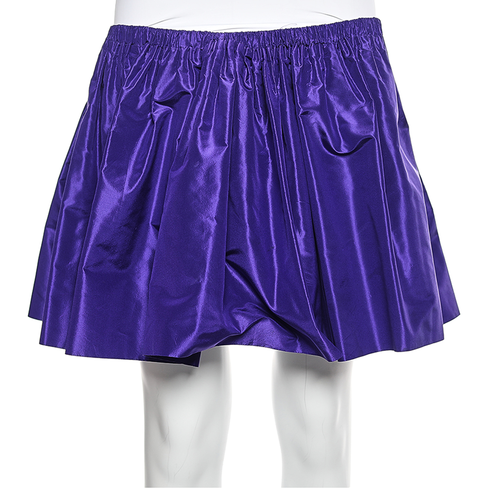 

Miu Miu Purple Silk Gathered Mini Skirt