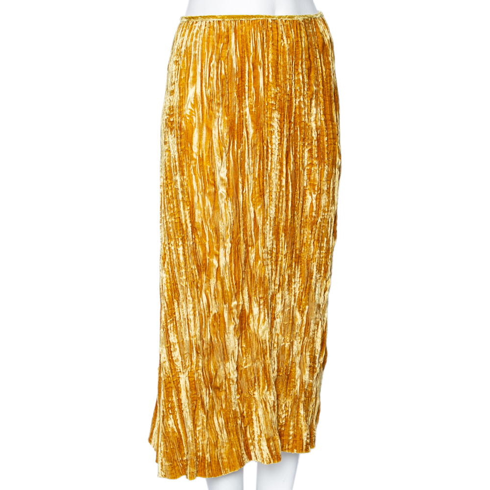 

Miu Miu Gold Crushed Velvet Skirt M