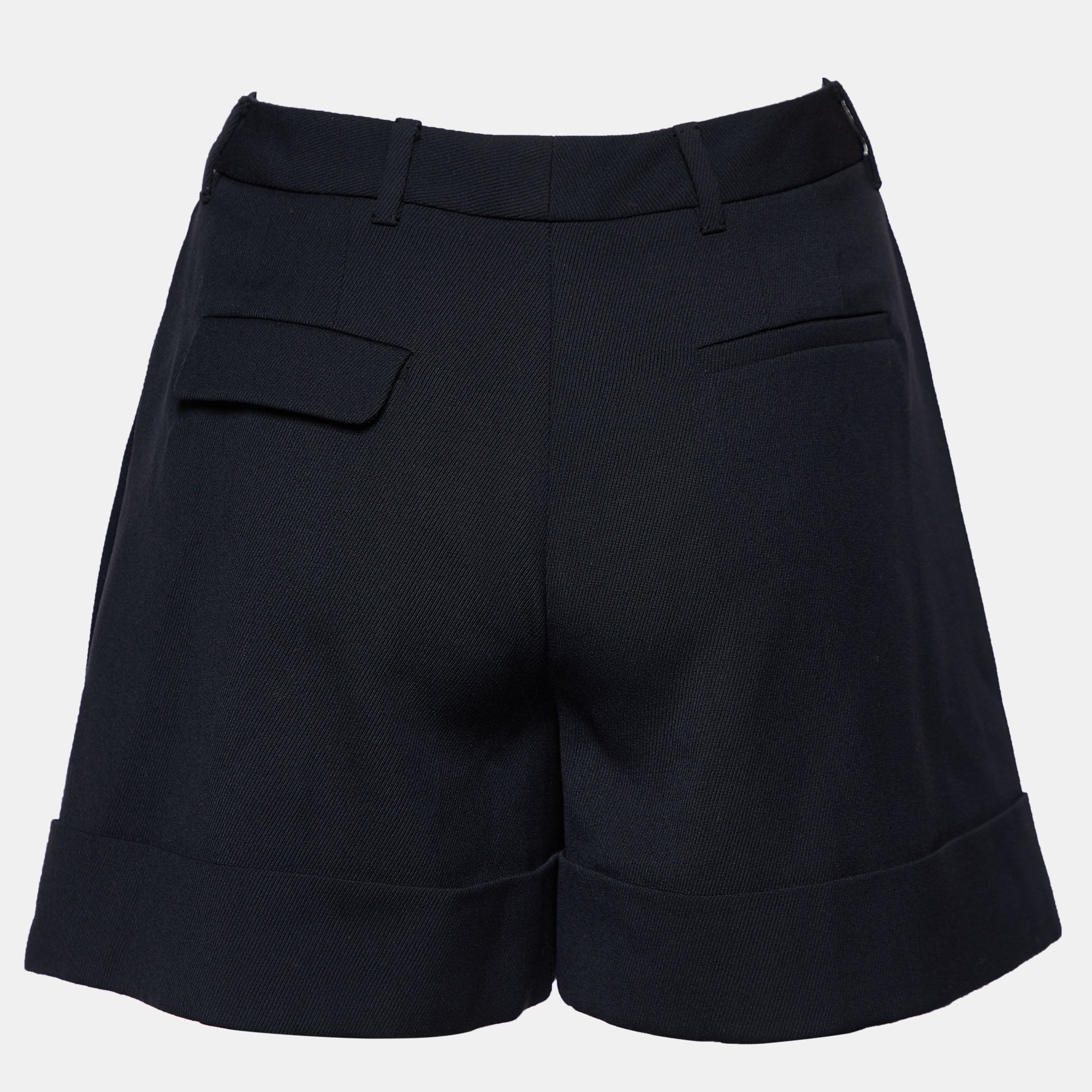 

Miu Miu Black Wool Pleated Shorts, Navy blue