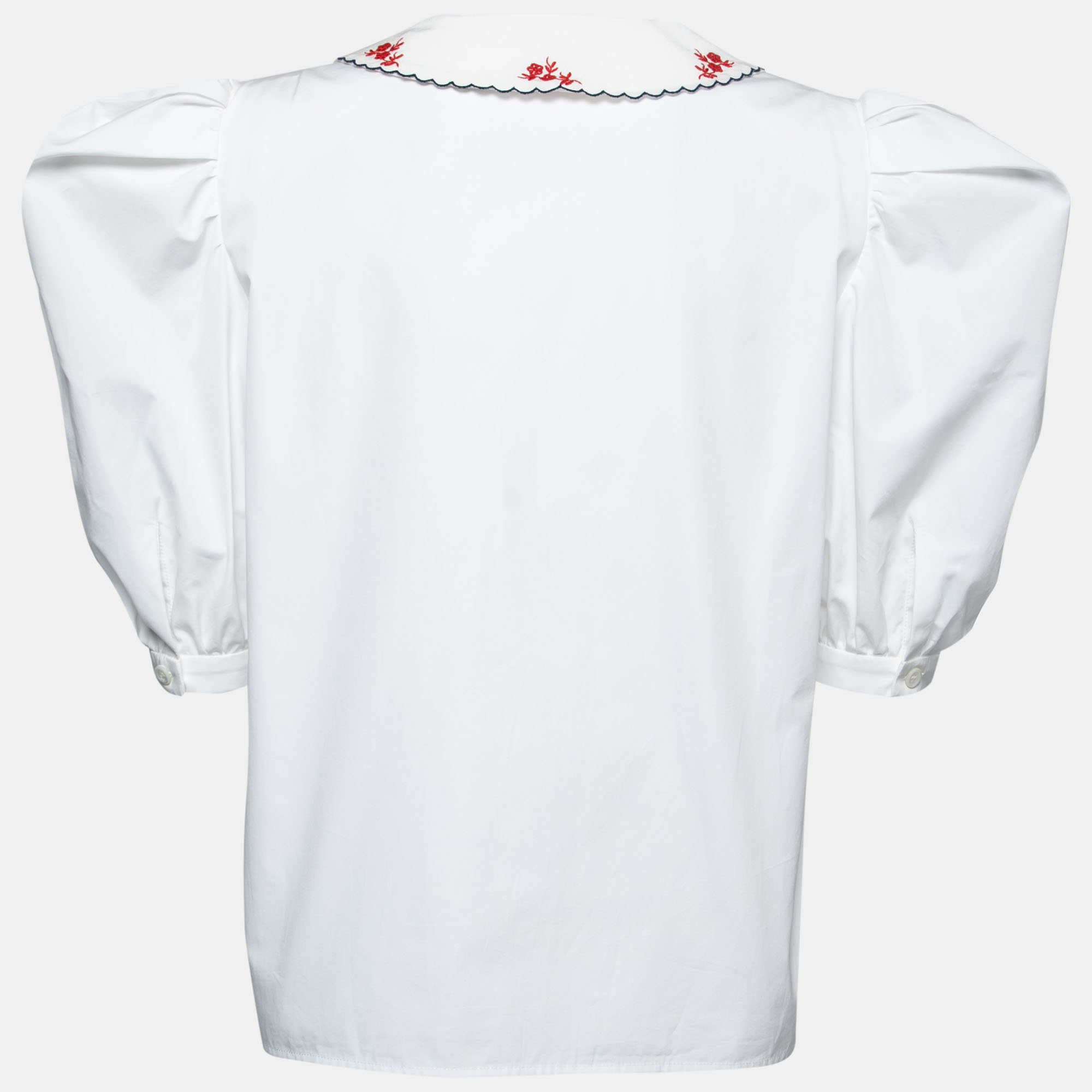 

Miu Miu White Cotton Embroidered Oversized Collared Top