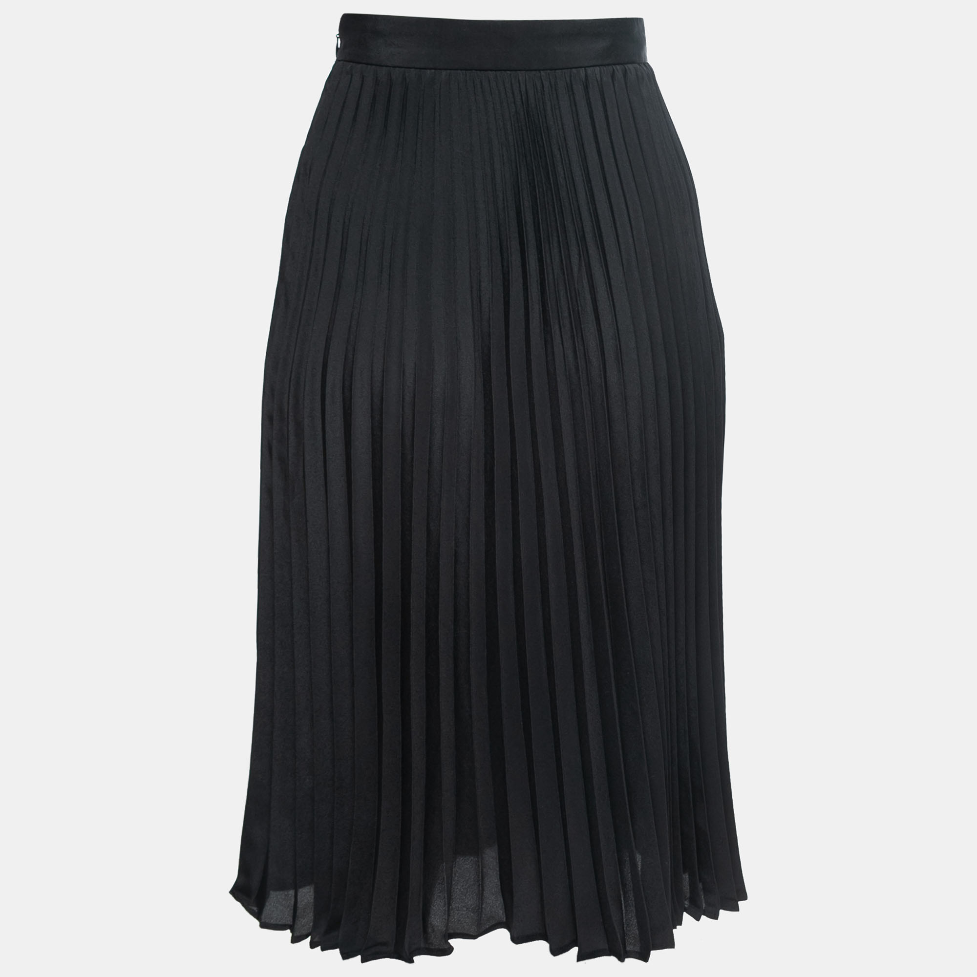 

Miu Miu Black Plisse Pleated Crepe Midi Skirt