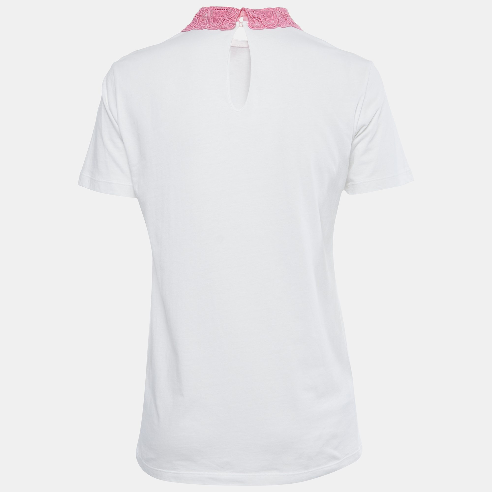 

Miu Miu White Cotton Lace Collared T-Shirt