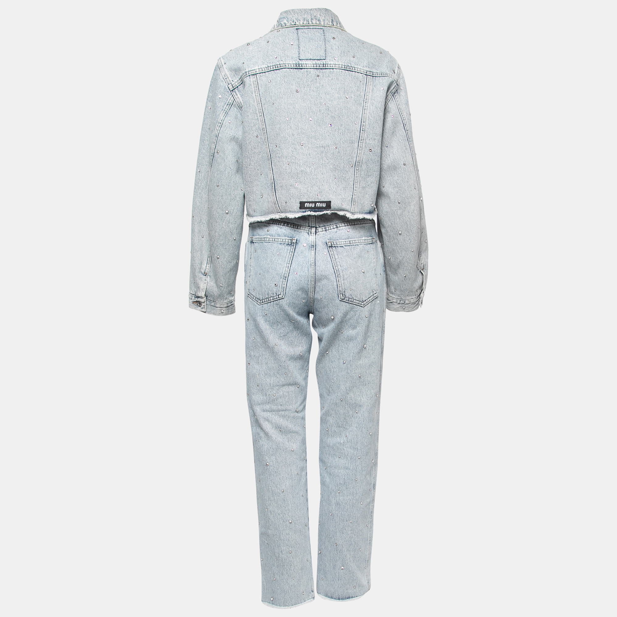 

Miu Miu Blue Rhinestone-Embellished Denim Jacket & Jeans Set