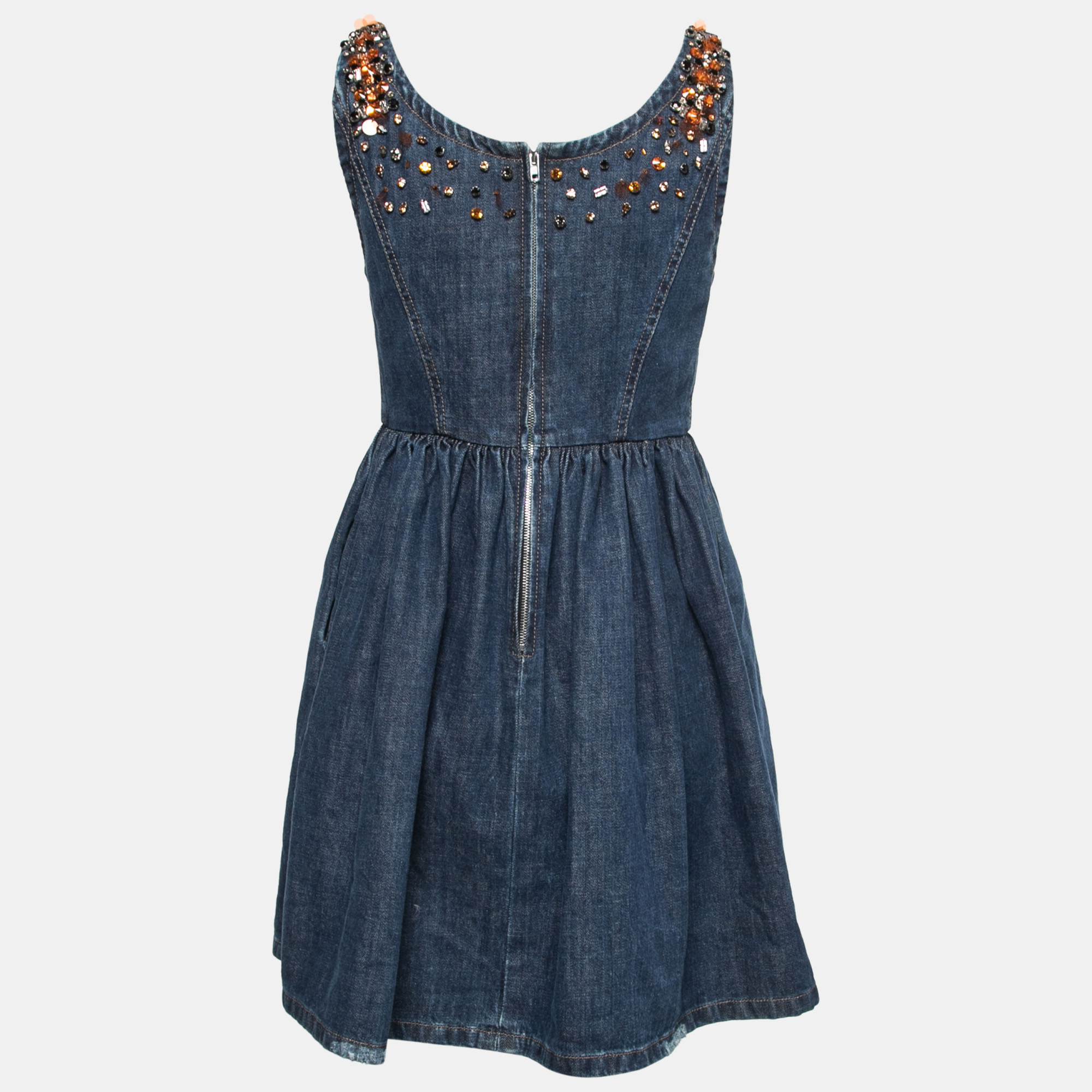 

Miu Miu Blue Denim Embellished Mini Dress