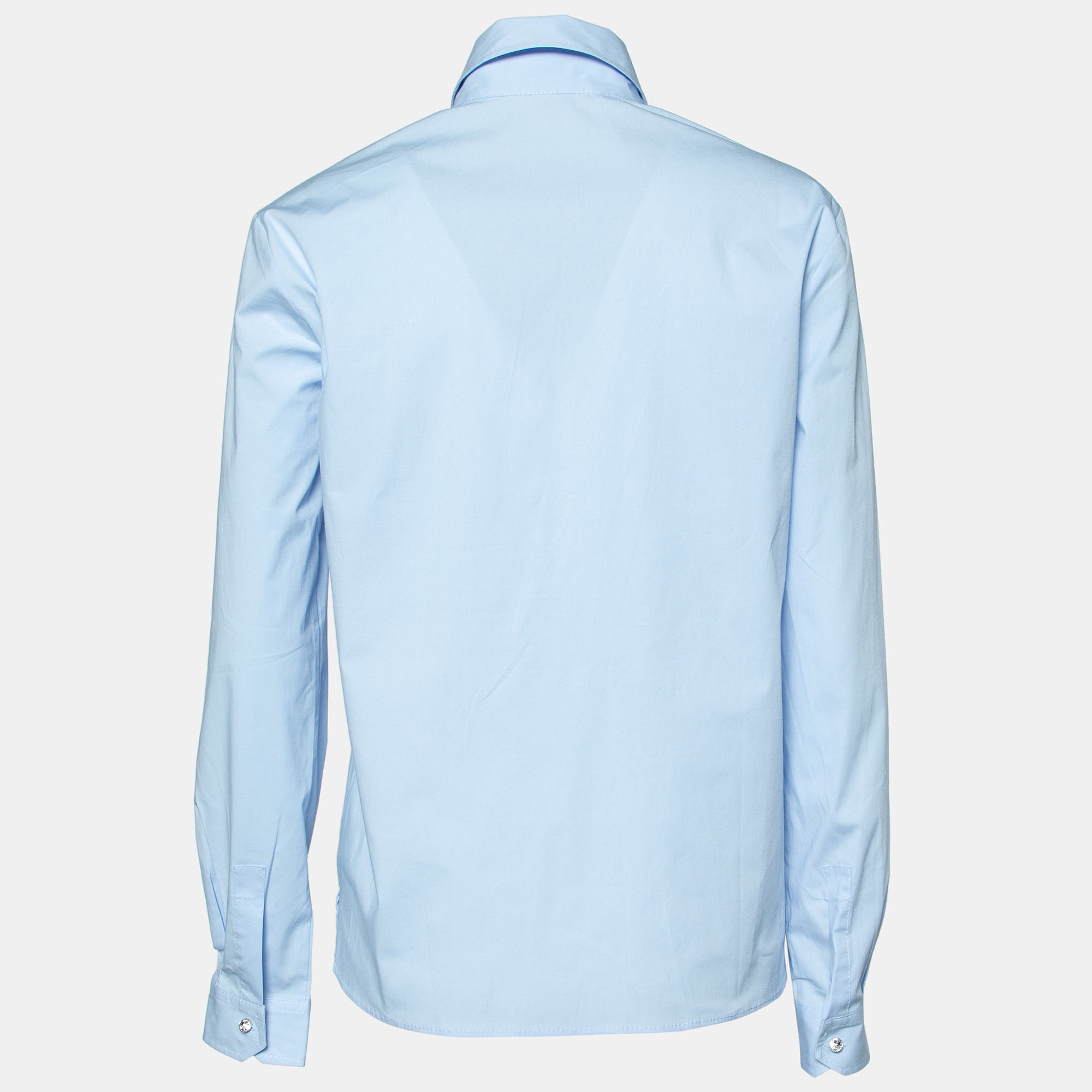 

Miu Miu Blue Embellished Pocket Detail Button Front Shirt