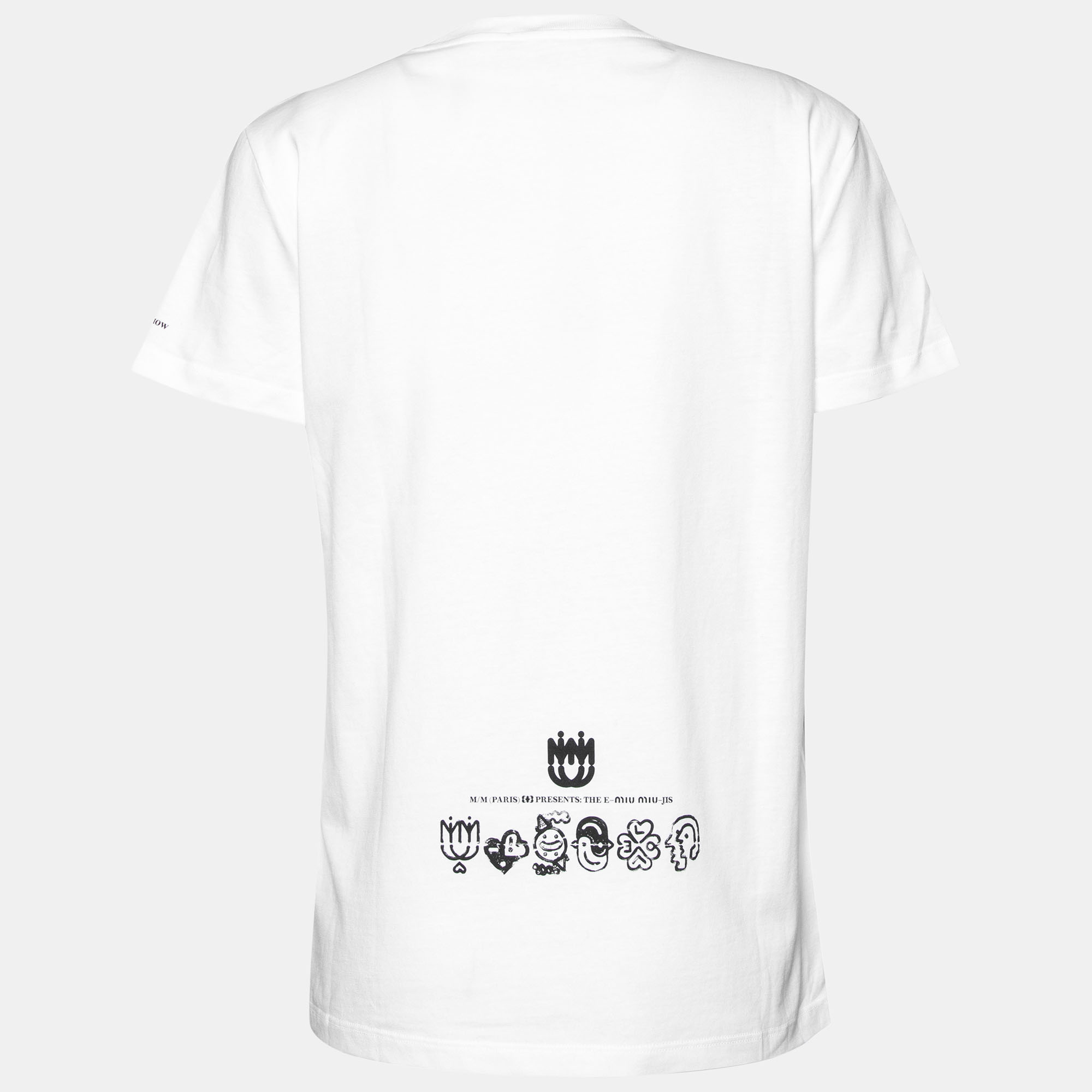 

Miu Miu White Logo Printed Cotton Knit Crewneck T-Shirt