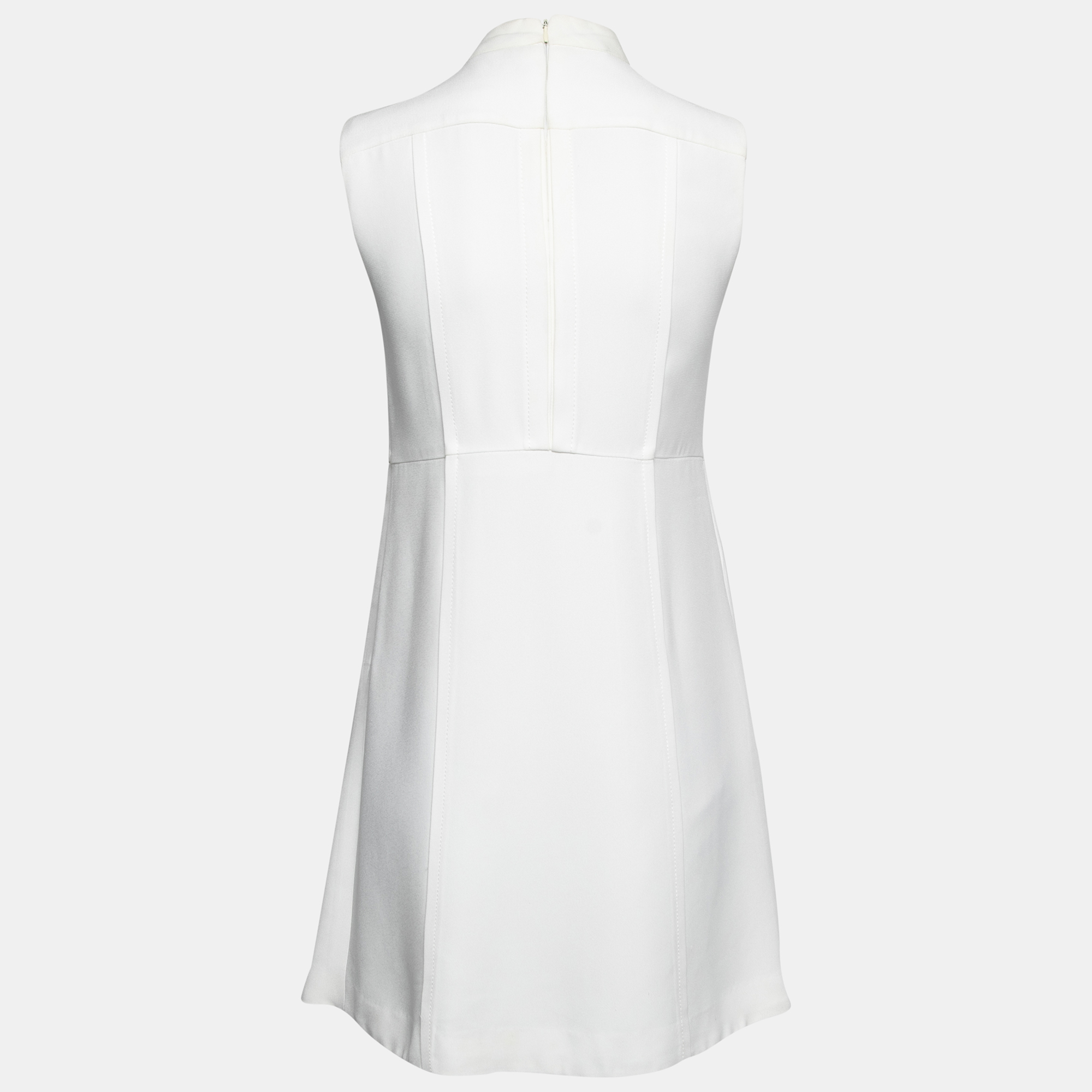 

Miu Miu White Crepe Button Embellished Sleeveless Mini Dress