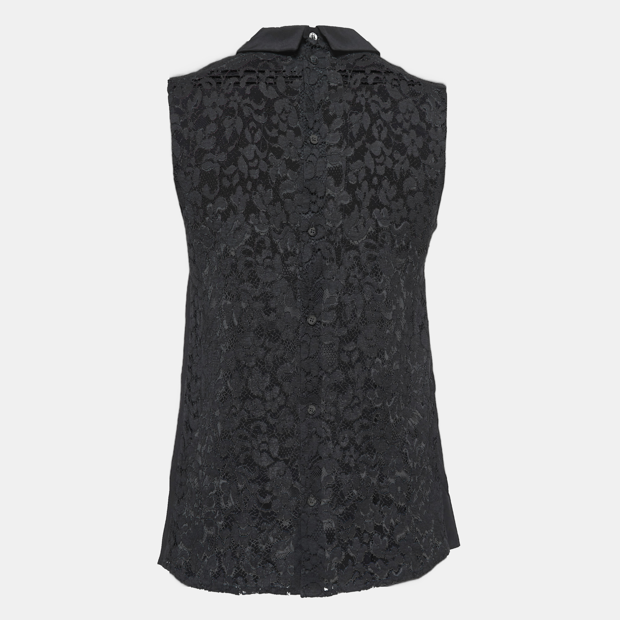 

Miu Miu Black Silk & Lace Sleeveless Blouse