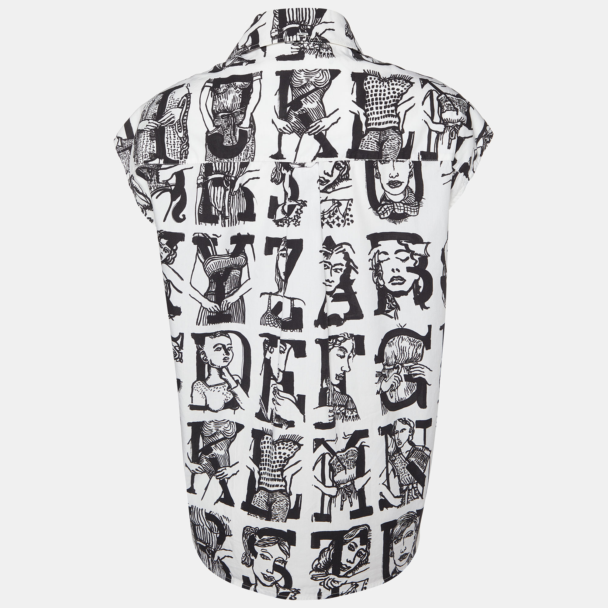 

Miu Miu White Printed Cotton Sleeveless Shirt