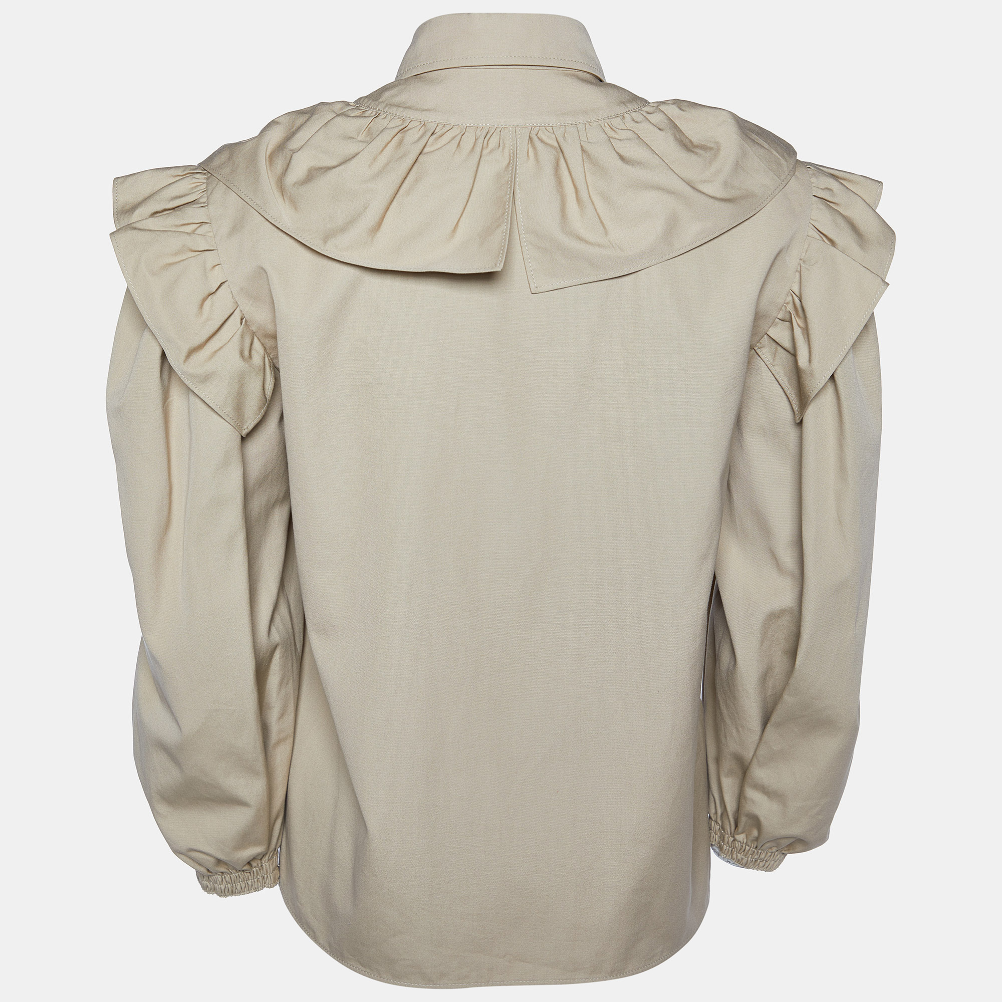 

Miu Miu Brown Cotton Ruffled Button Front Shirt