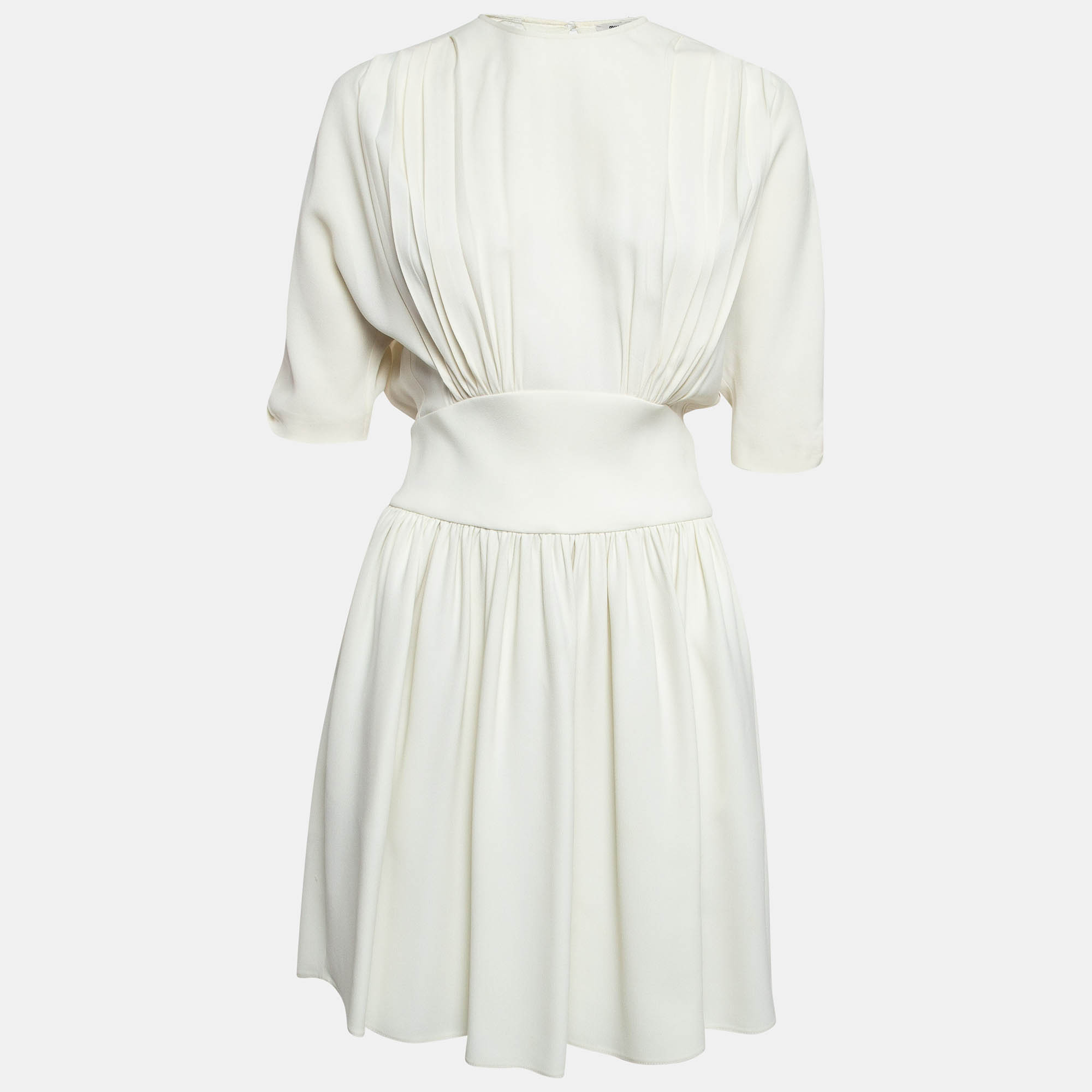 

Miu Miu Off-White Crepe Draped Mini Dress M