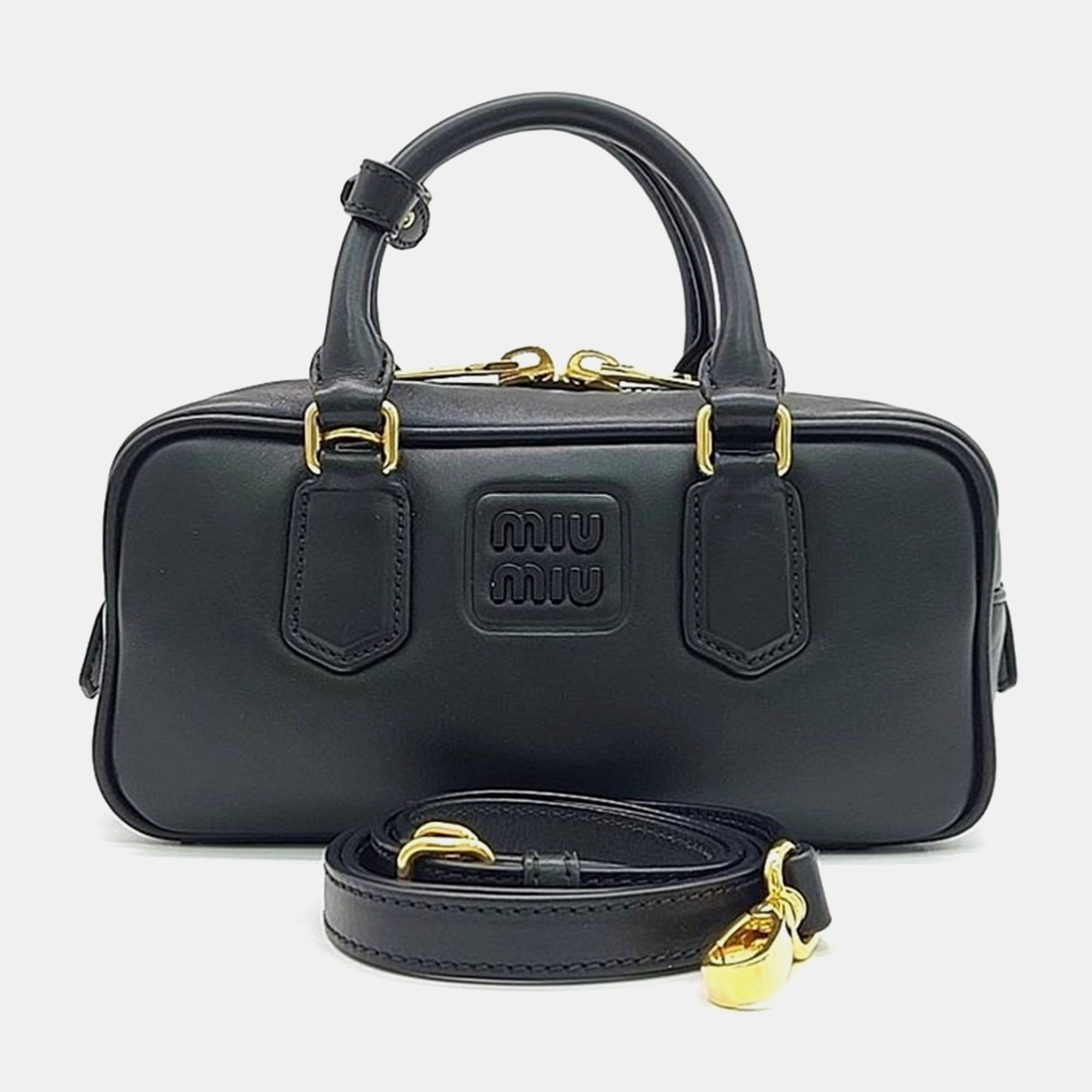 

Miu Miu Black Calfskin Arcadie Top Handle Bag