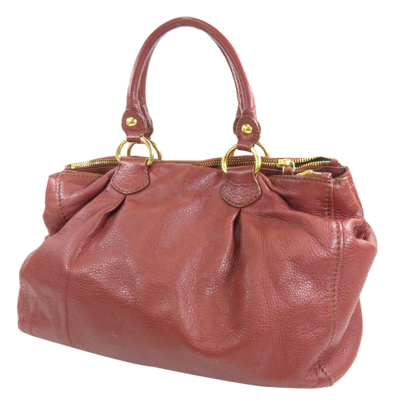 

Miu Miu Bordeaux Leather Top Handle Bag, Brown