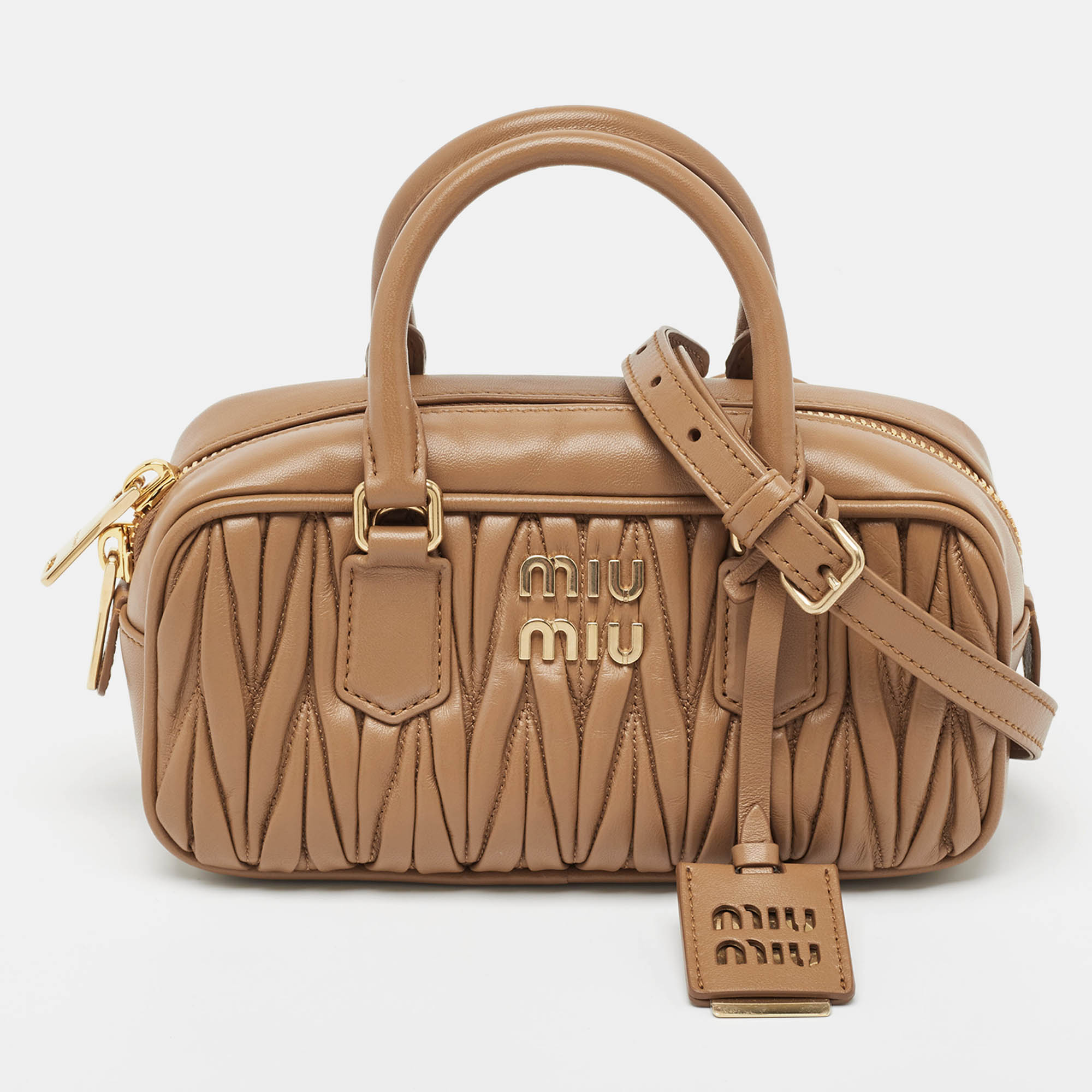 

Miu Miu Brown Matelassé Leather Arcadie Satchel