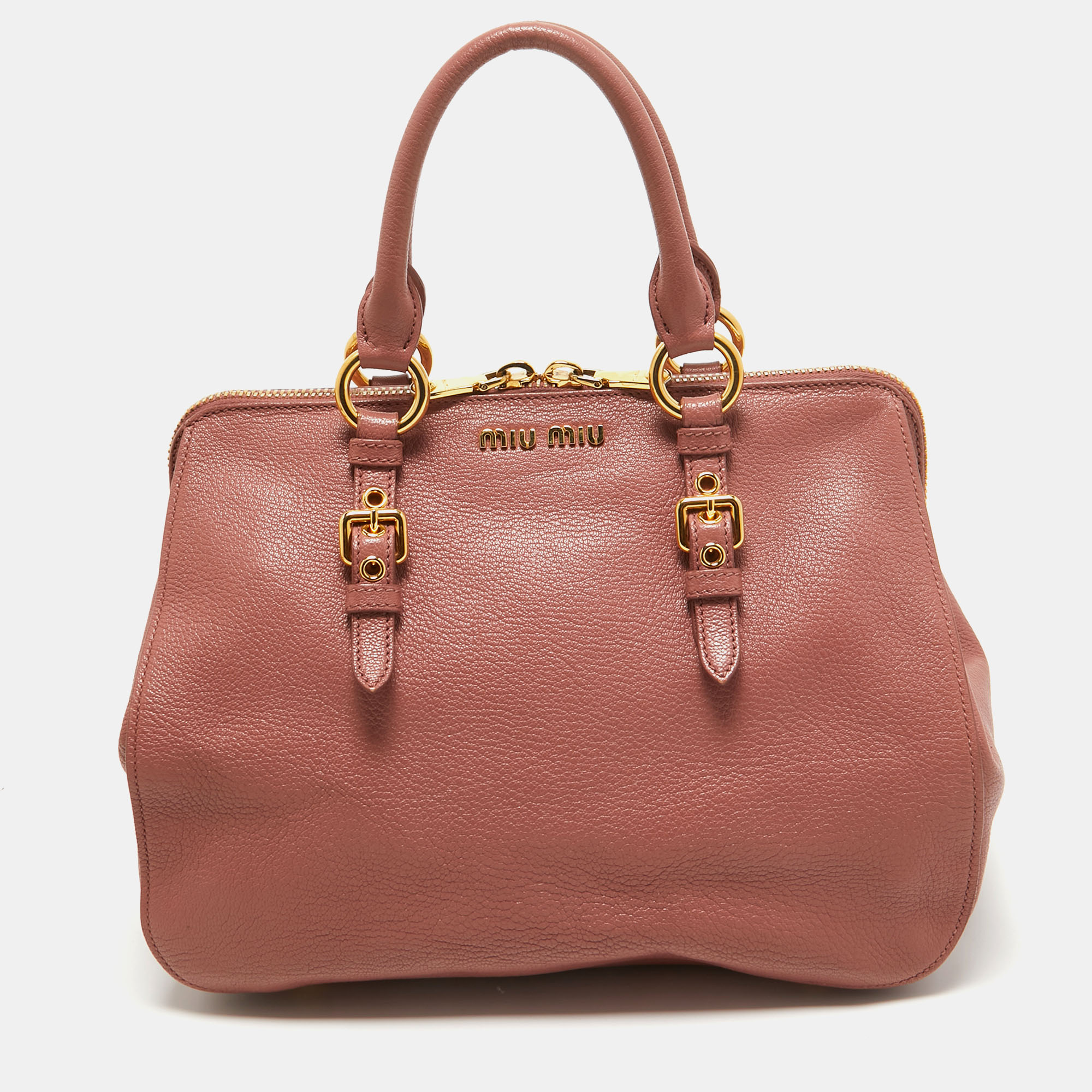 

Miu Miu Old Rose Madras Leather Satchel, Pink