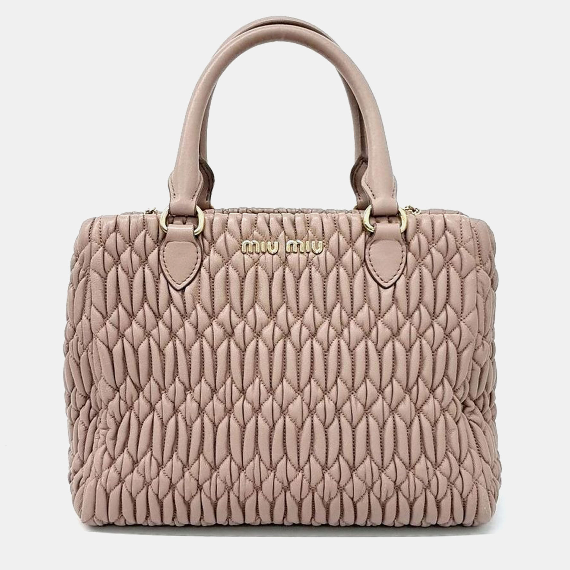 

Miu Miu Nappa Crystal Tote and Shoulder Bag, Beige