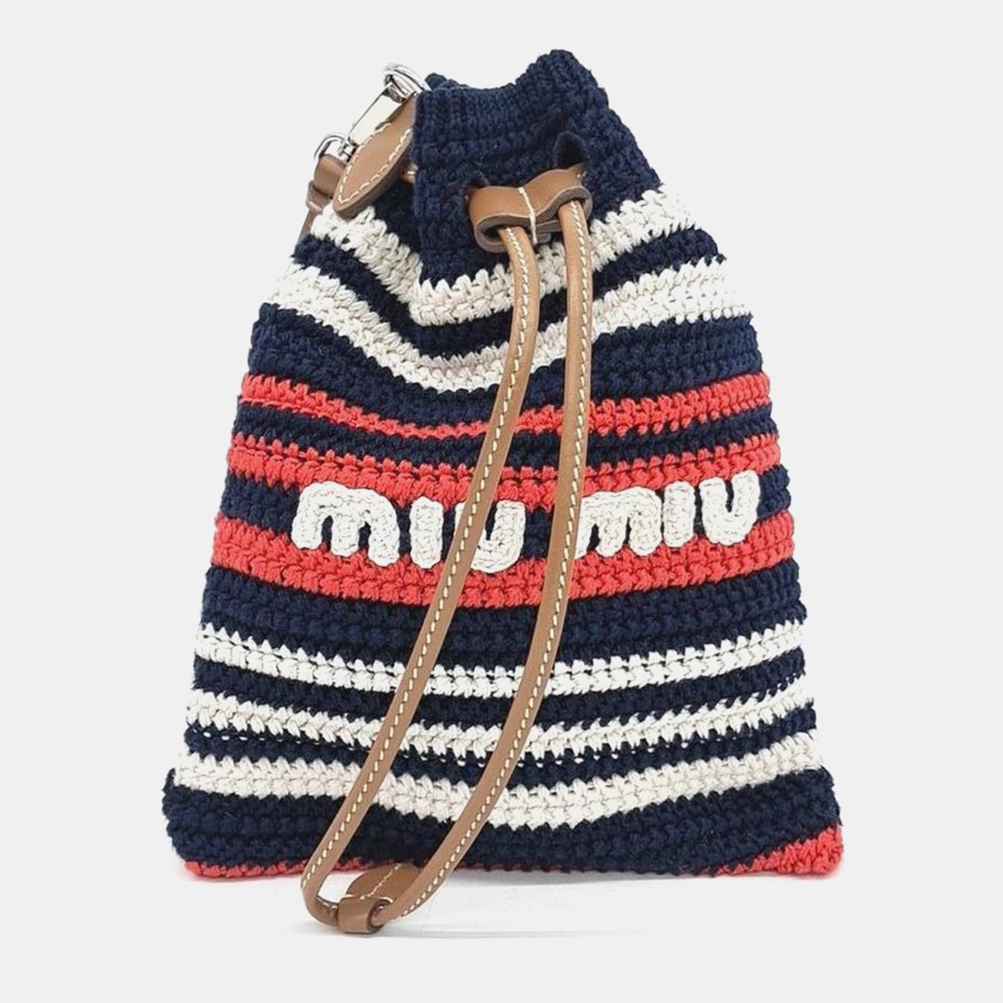 Pre-owned Miu Miu Crochet Shoulder Bag In Multicolor