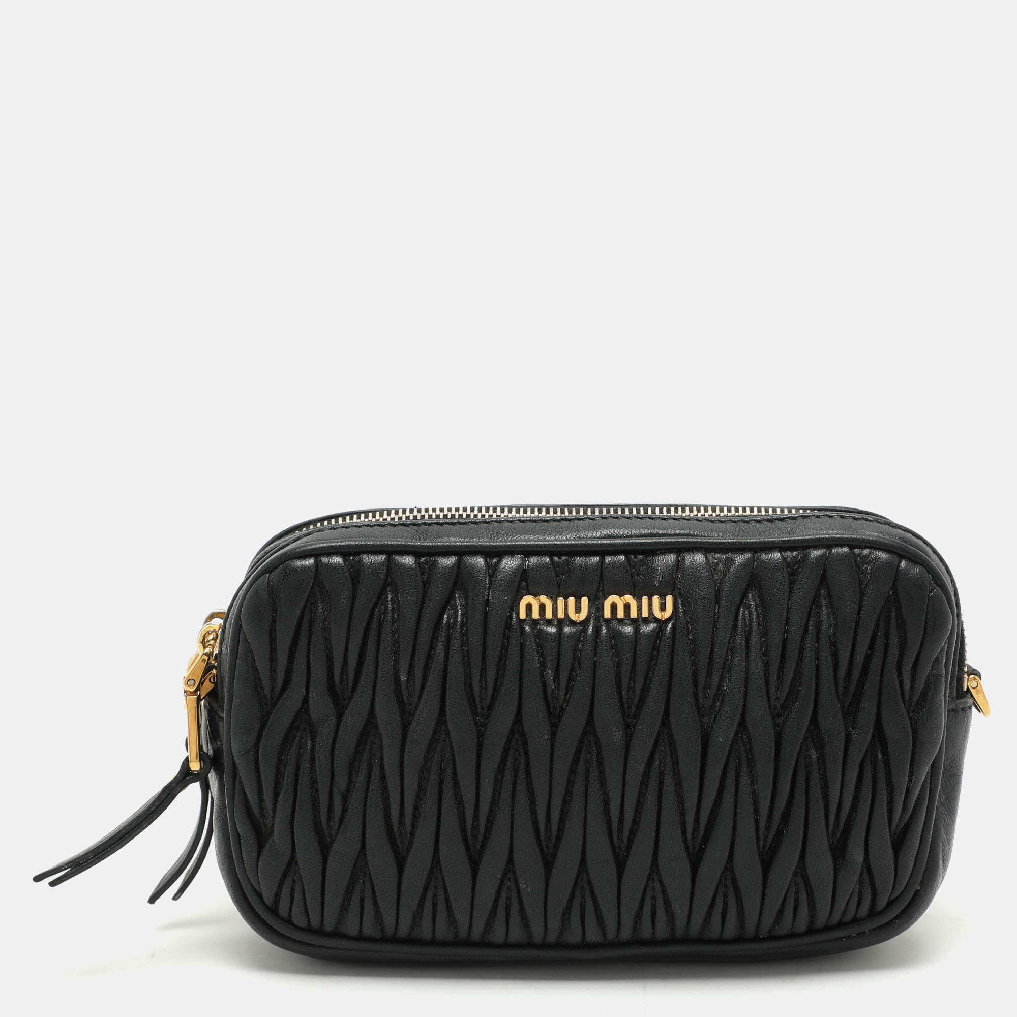 

Miu Miu Black Matelasse Leather Camera Crossbody Bag