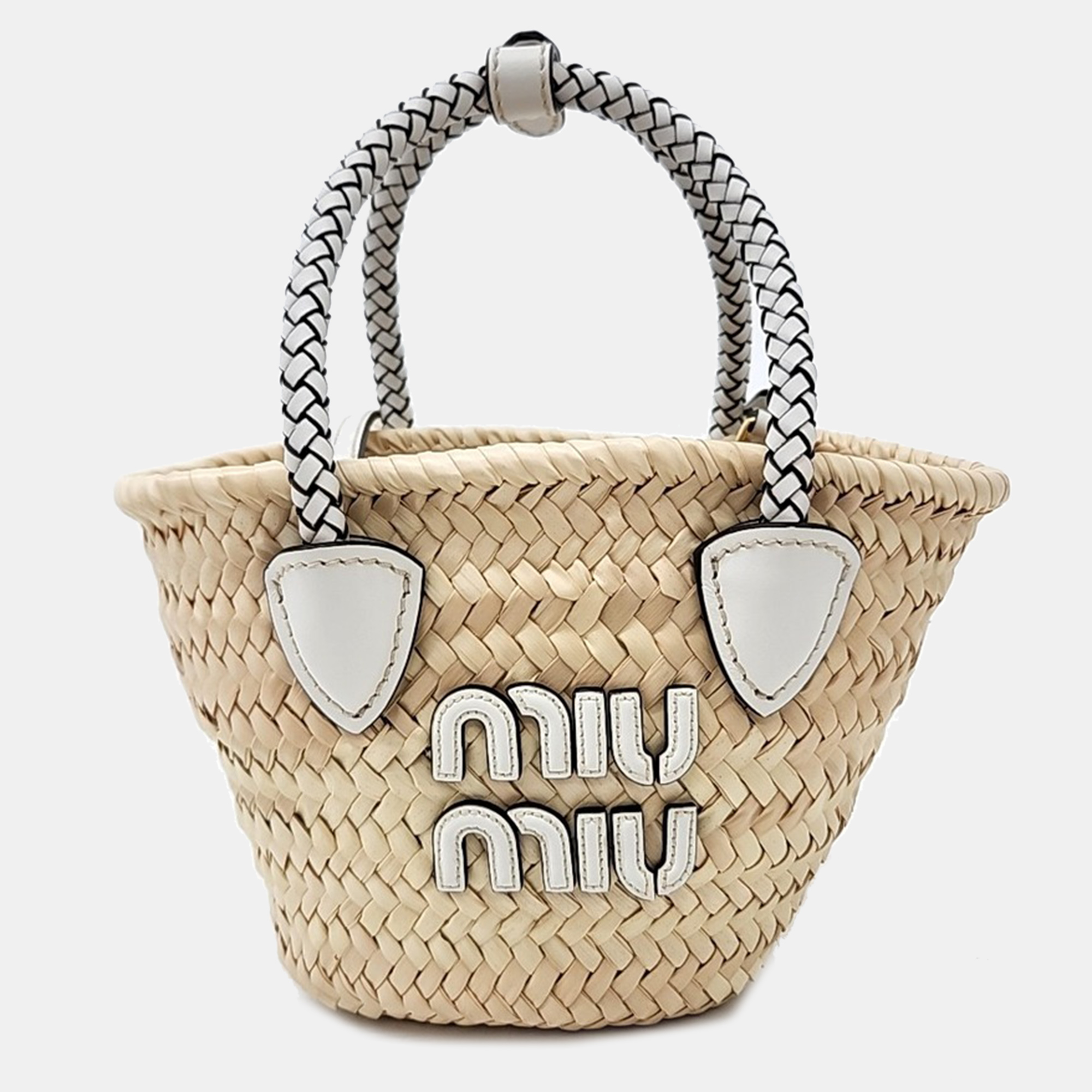 

Miu Miu raffia tote and shoulder bag, Beige