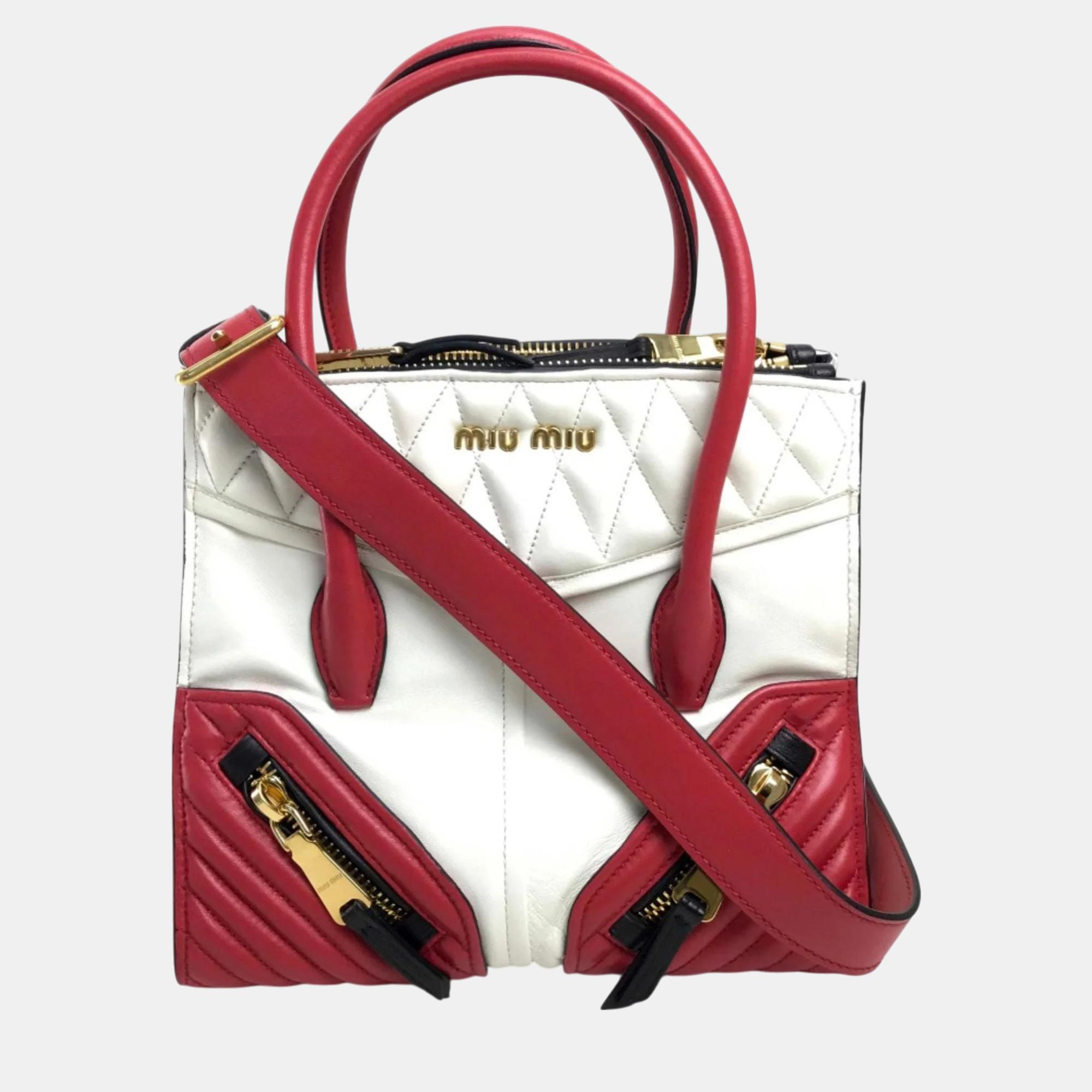 

Miu Miu White Red Biker Bag