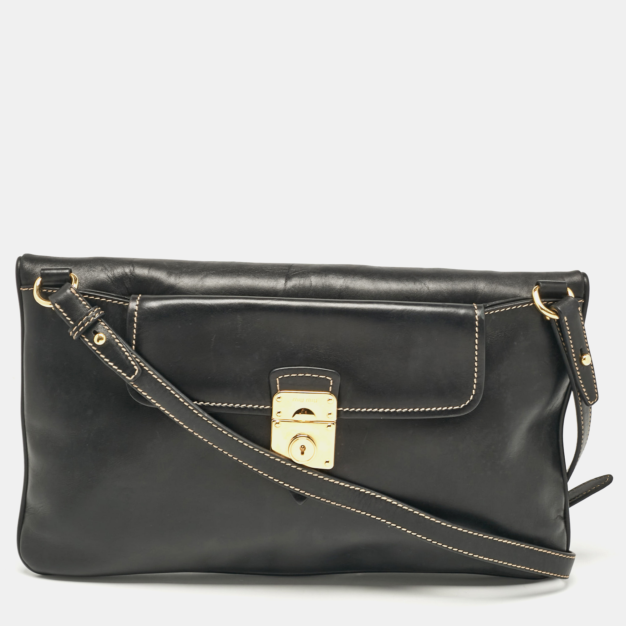 

Miu Miu Black Leather Fold Over Shoulder Bag