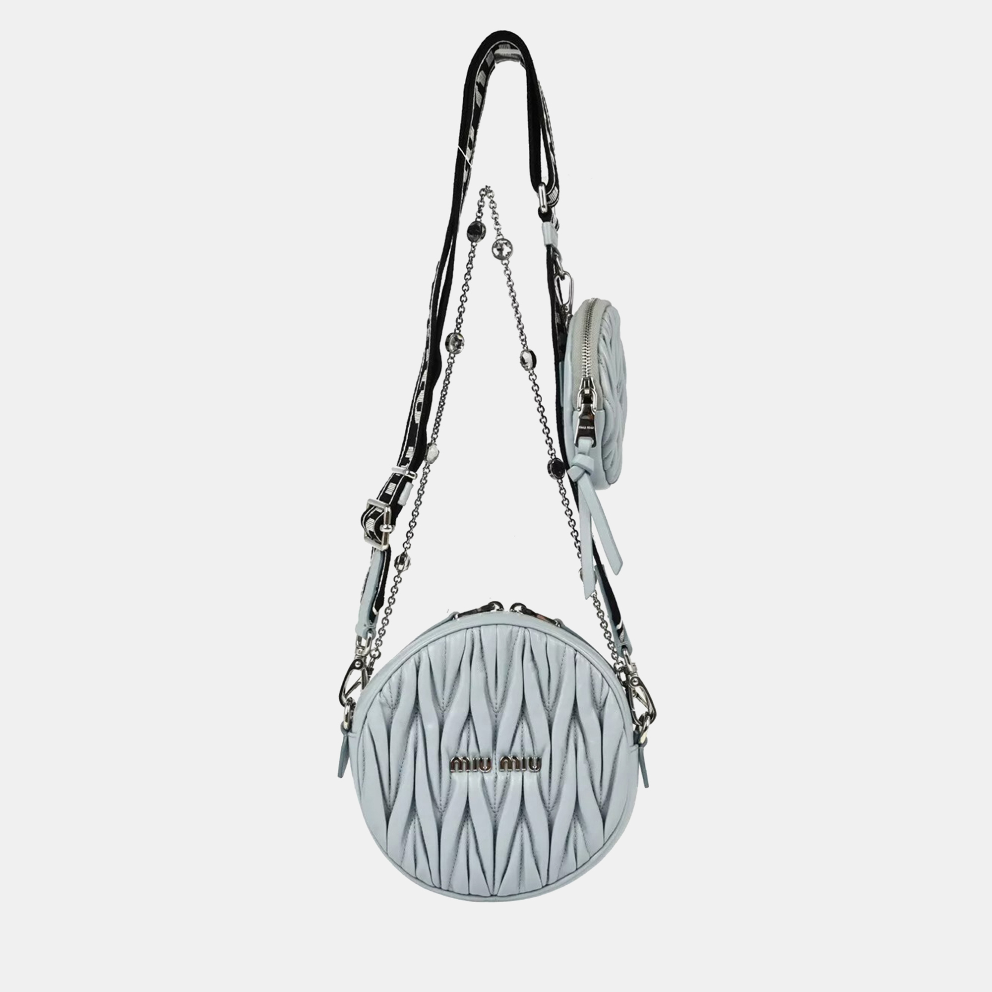 

Miu Miu Blue Lambskin Matelasse Shoulder Bag