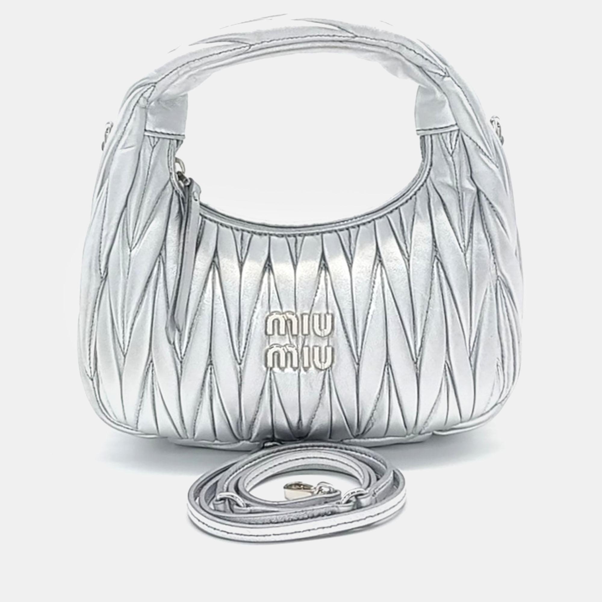 

Miu Miu Wander Matrace Hobo Bag, Metallic