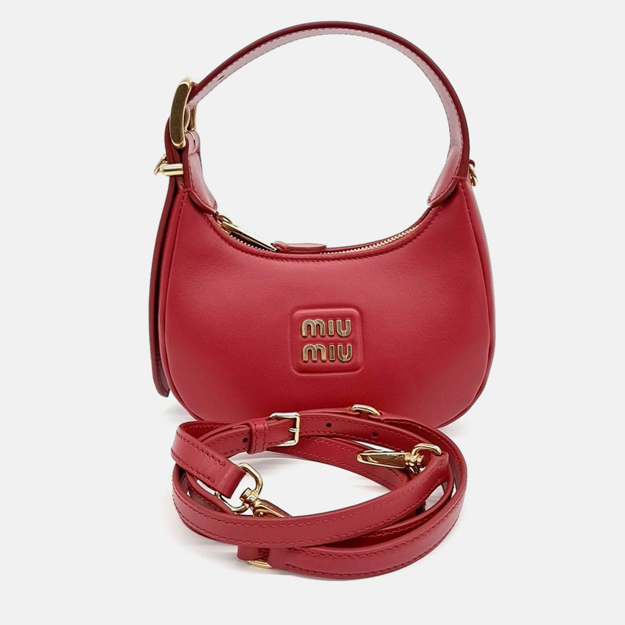 

Miu Miu Logo Hobo Bag, Red