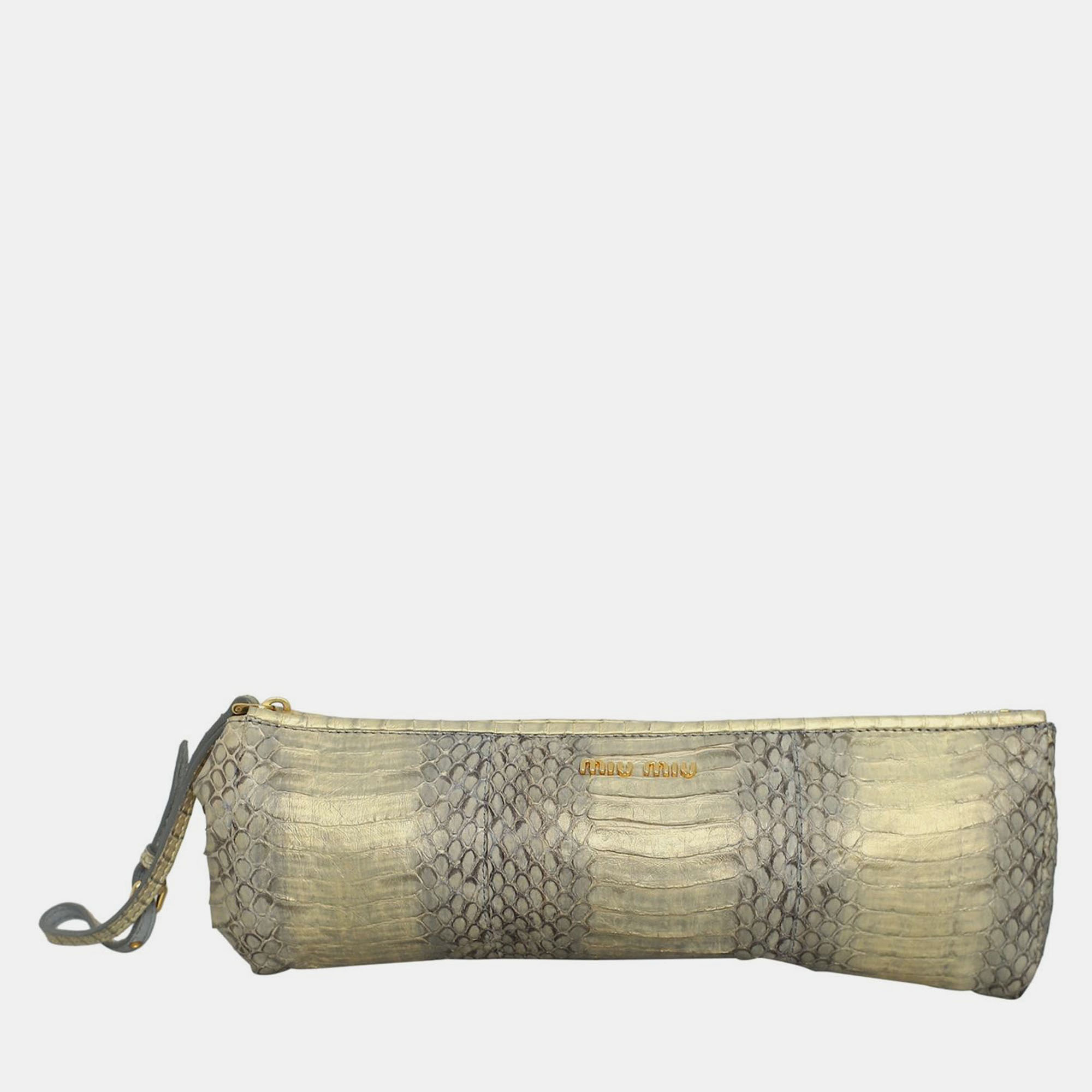 

Miu Miu Python Clutch, Gold