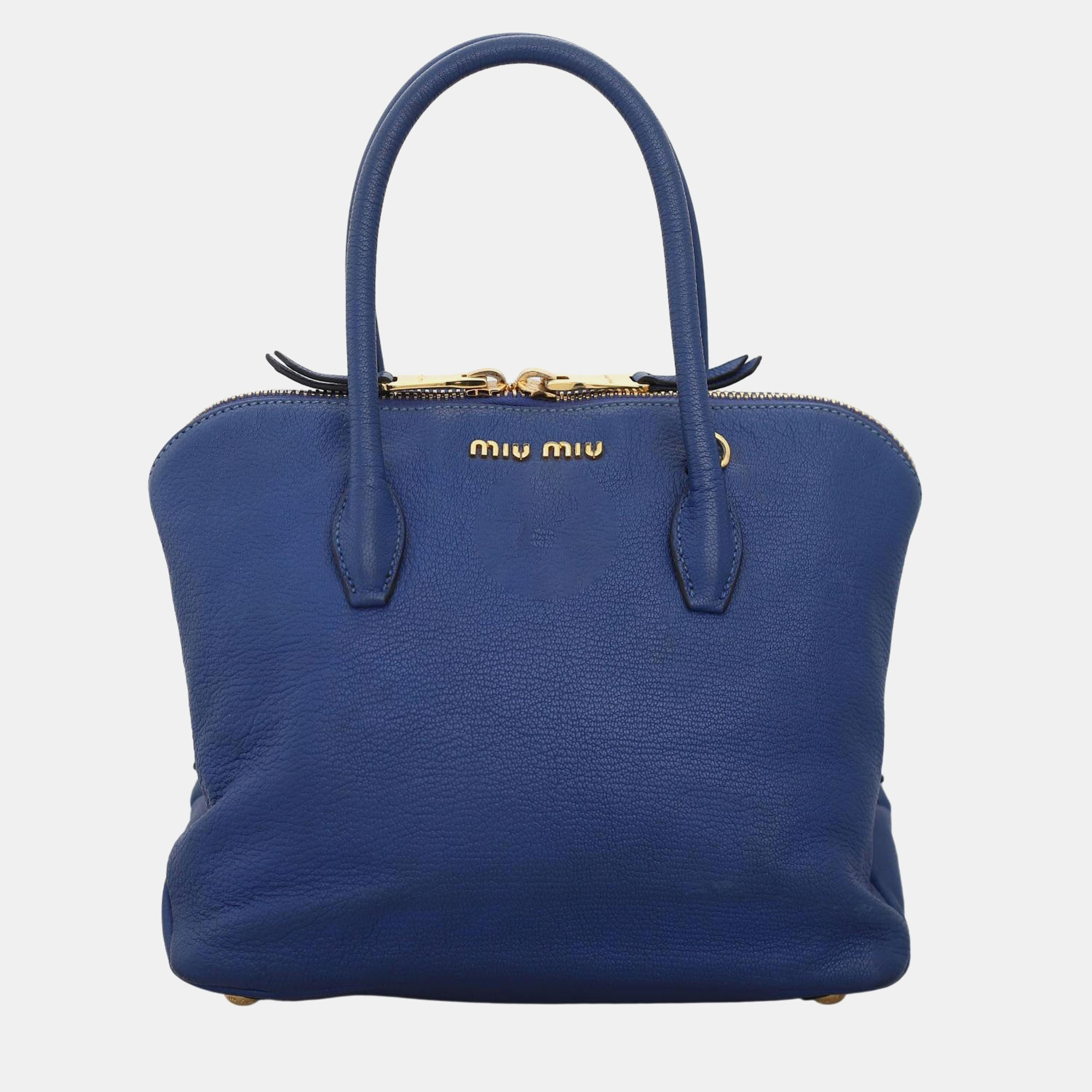 

Miu Miu Madras Zip Tote Bag, Blue