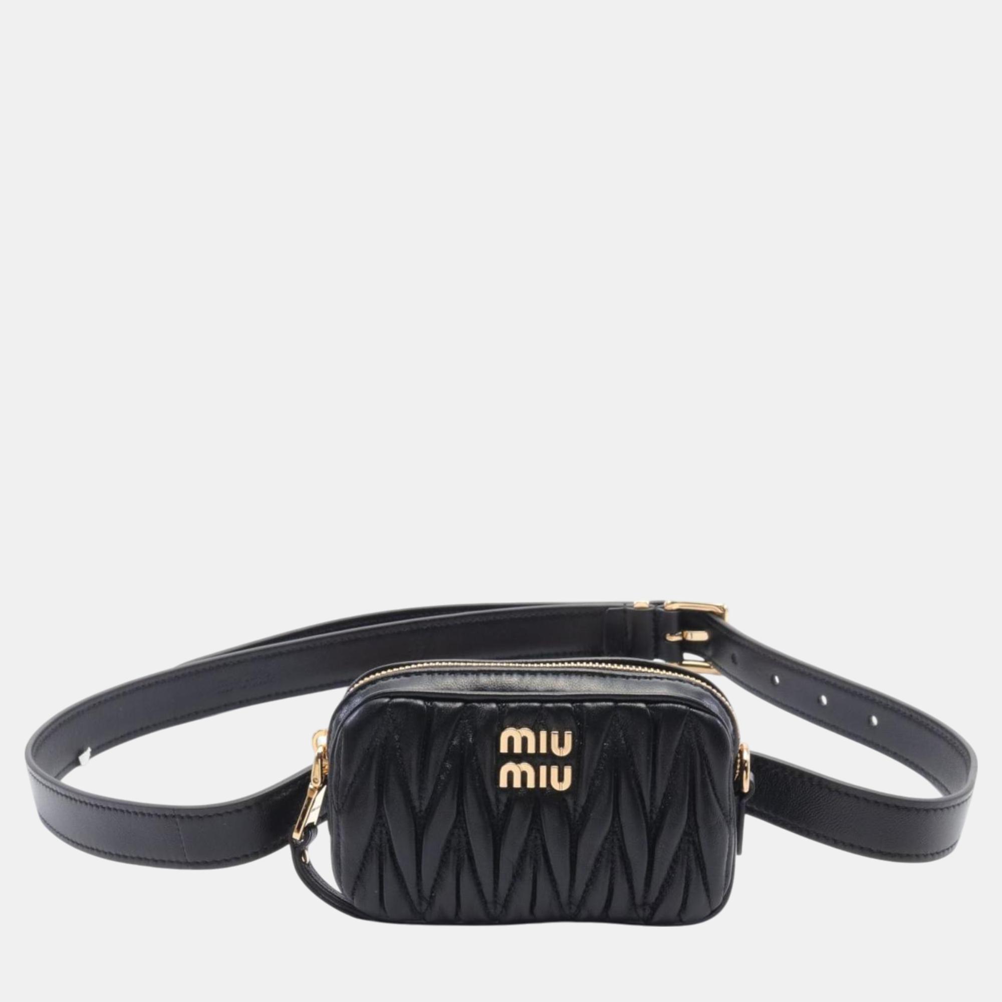 

Miu Miu Black Matelasse Leather Waist Bag