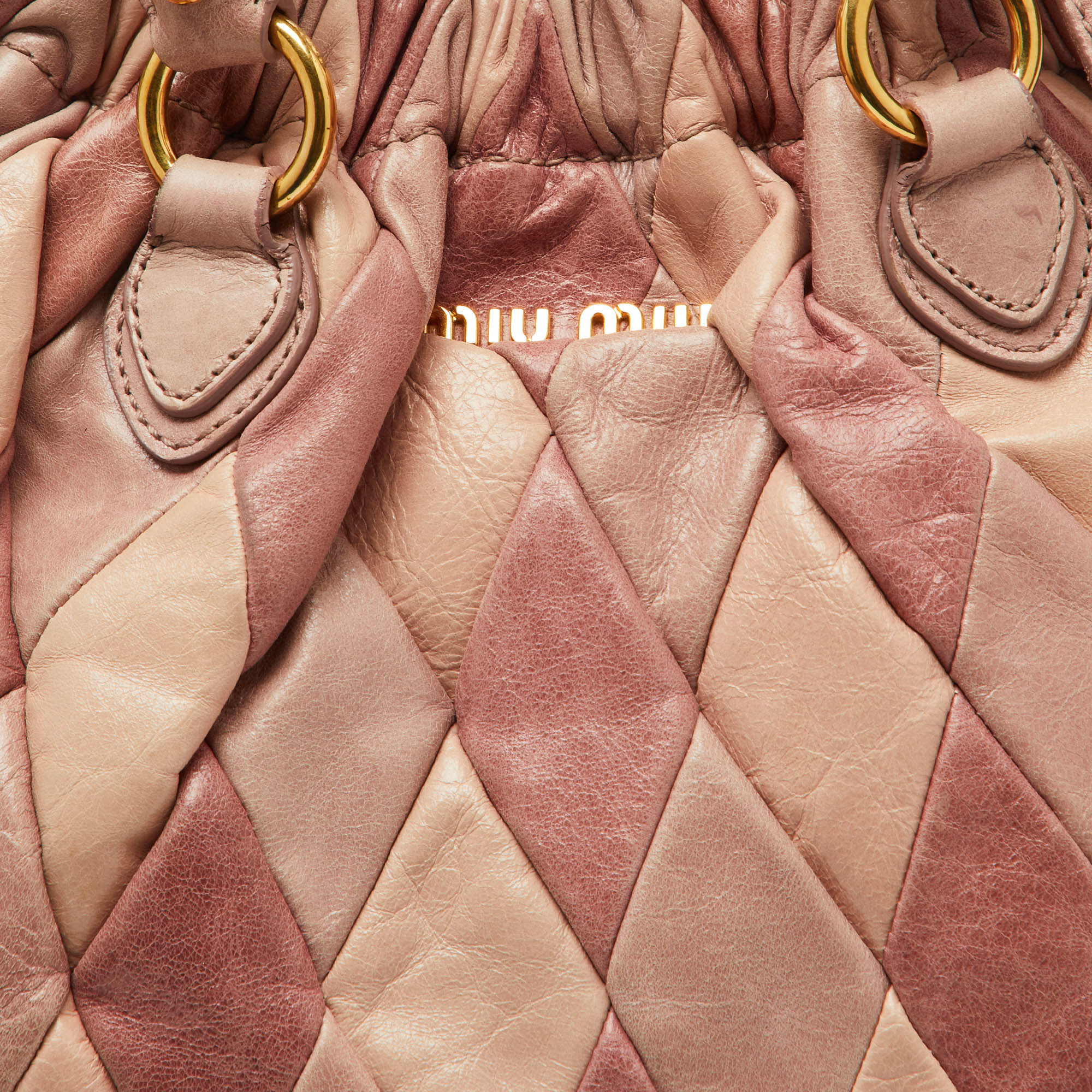 Miu Miu Multicolor Patchwork Leather Harlequin Hobo 