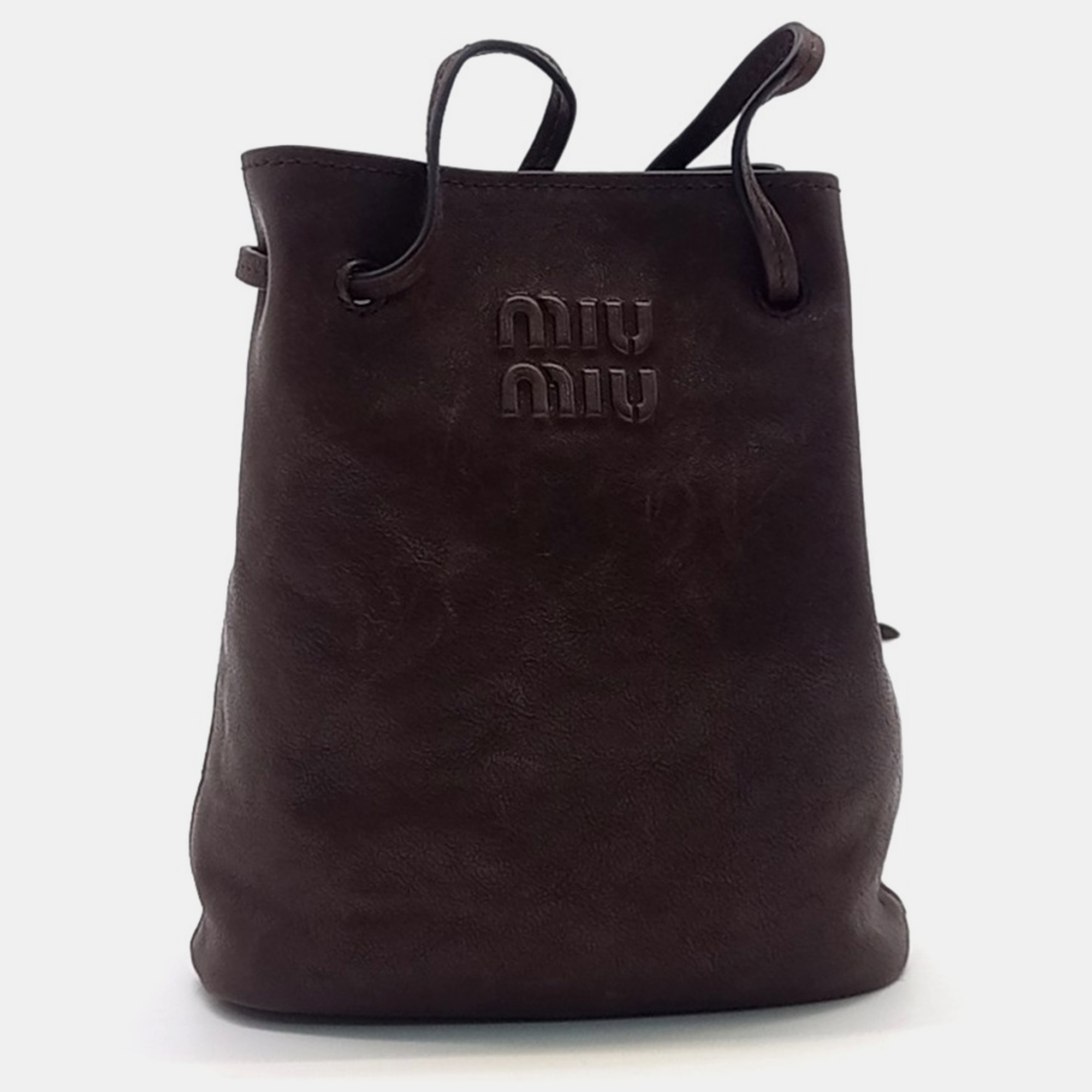 

Miu Miu Brown Leather Nappa Mini Bucket Bag