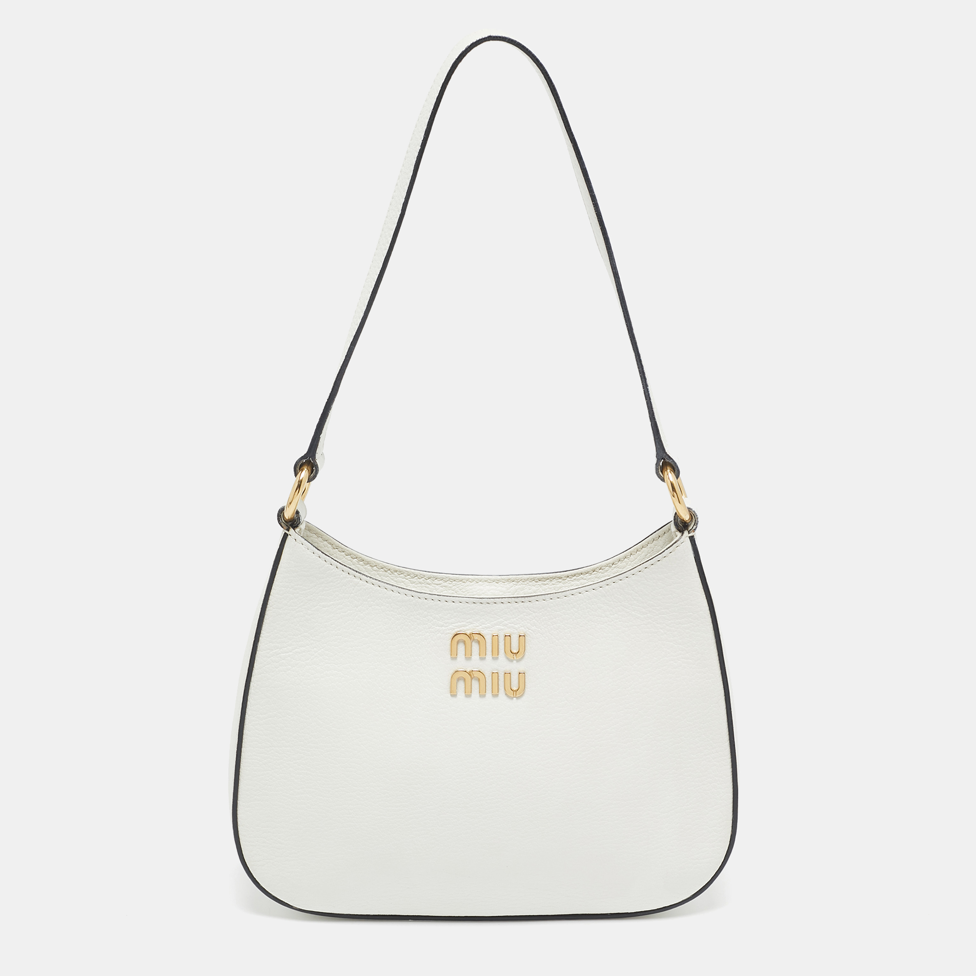 

Miu Miu White Madras Leather Hobo