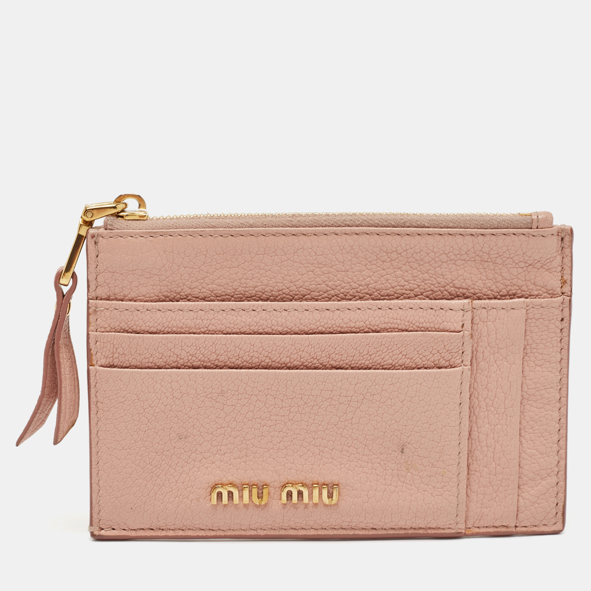 

Miu Miu Pink Leather Zip Card Holder