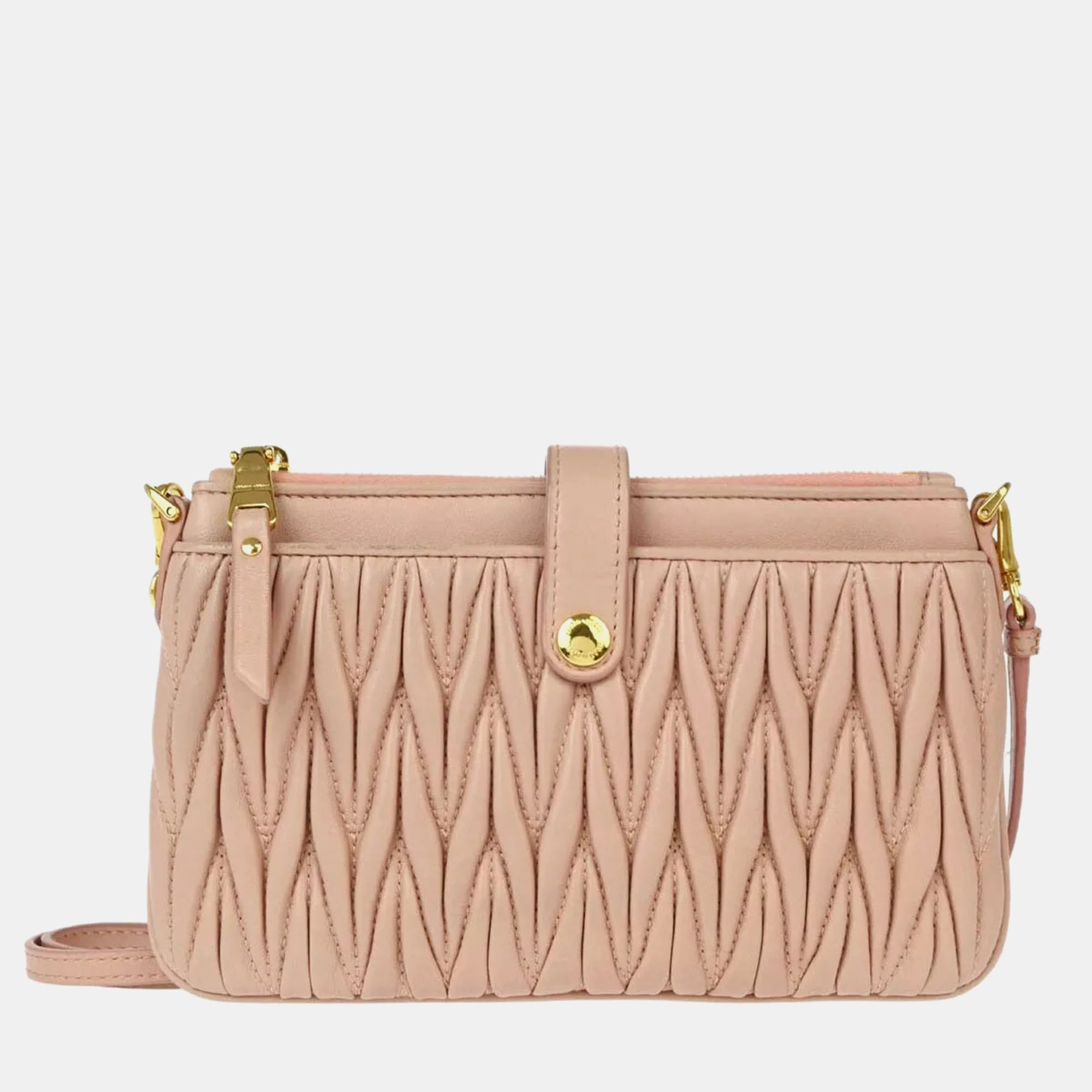 

Miu Miu Pink Lambskin Matelasse Shoulder Bag