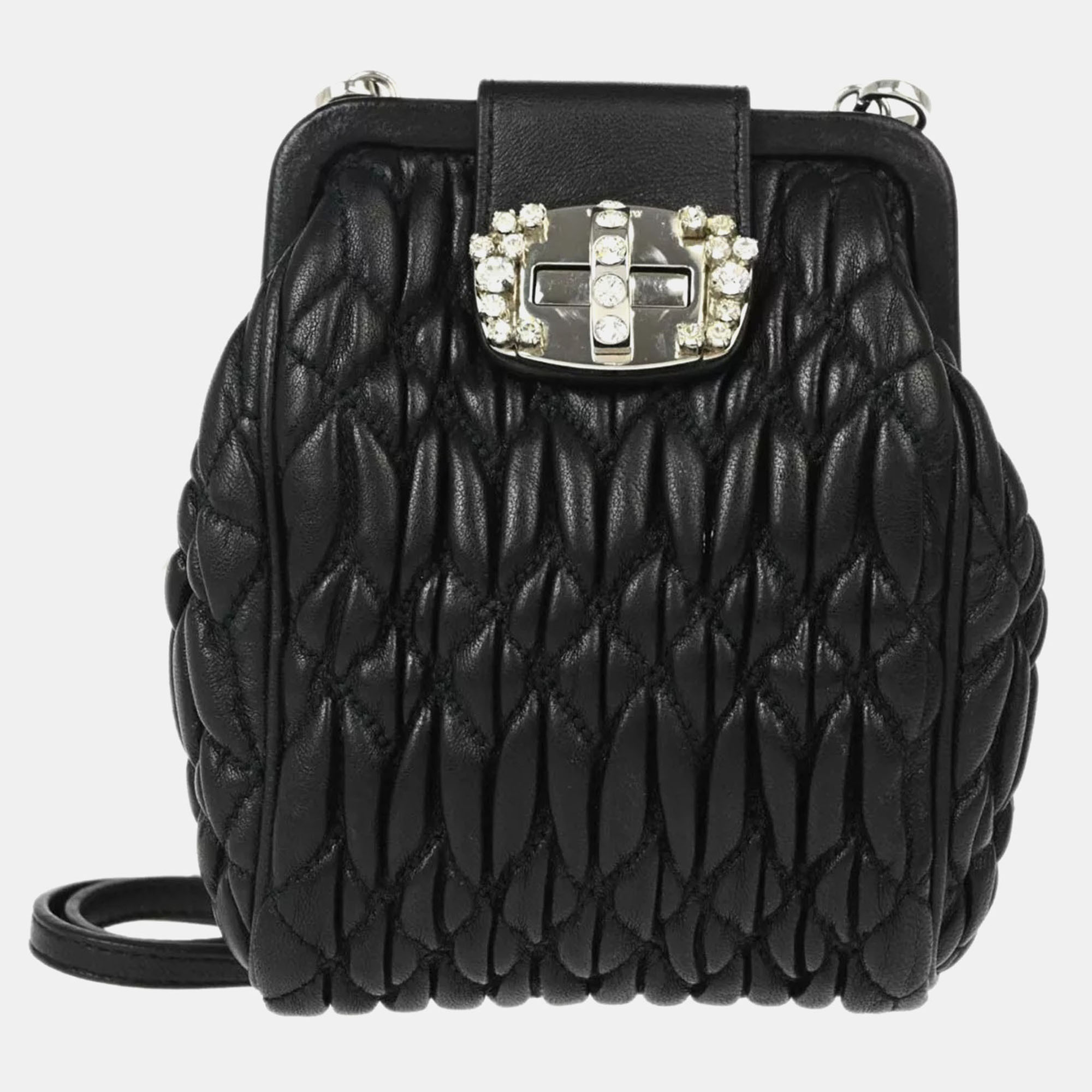 

Miu Miu Black Lambskin Matelasse Shoulder Bag