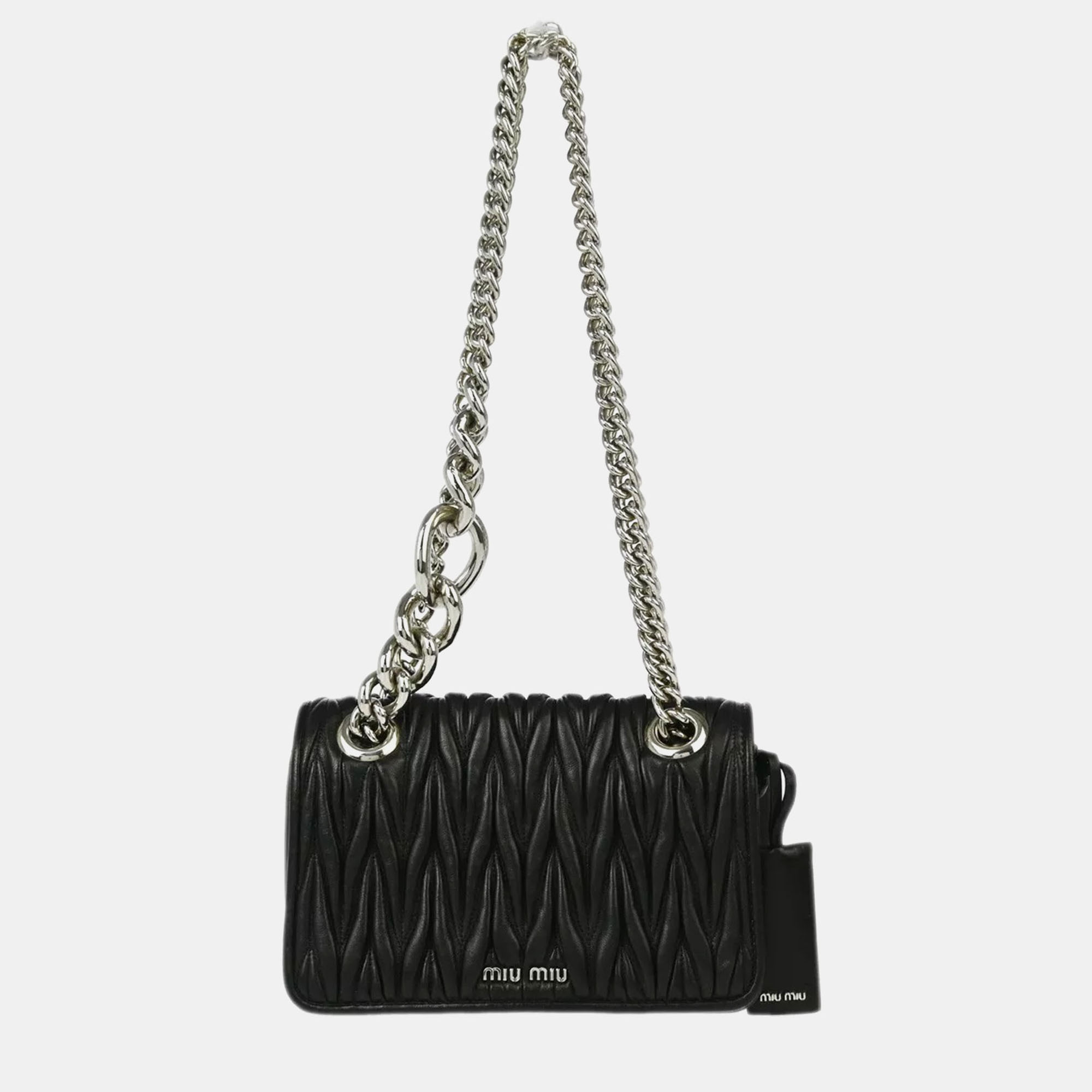 

Miu Miu Black Lambskin Matelasse Pattina Shoulder Bag