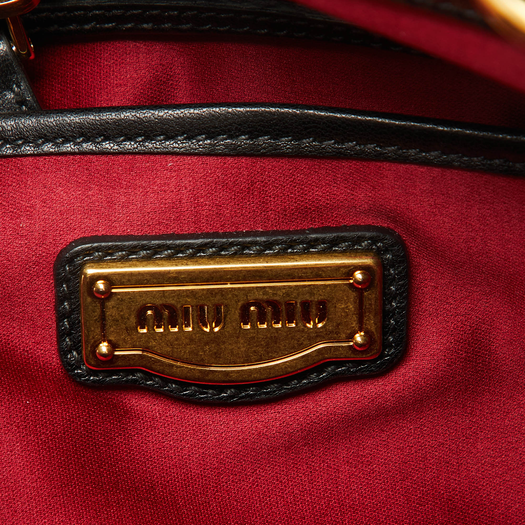 Miu Miu Black Matelasse Leather Dome Satchel 